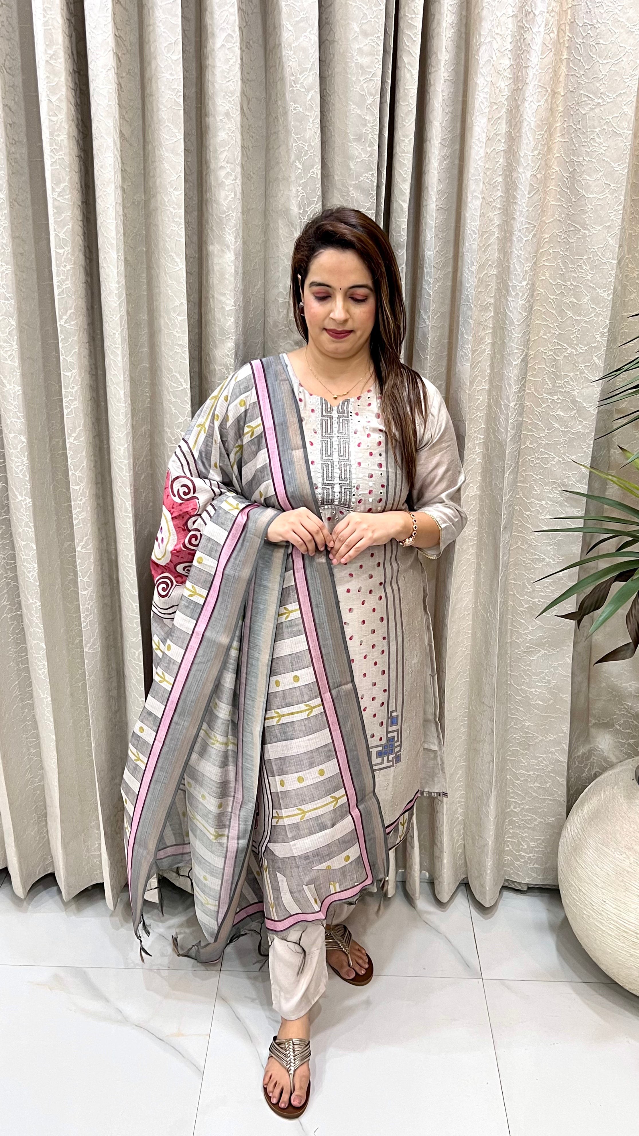 Premium Maheshwari Silk Digital Print Suit