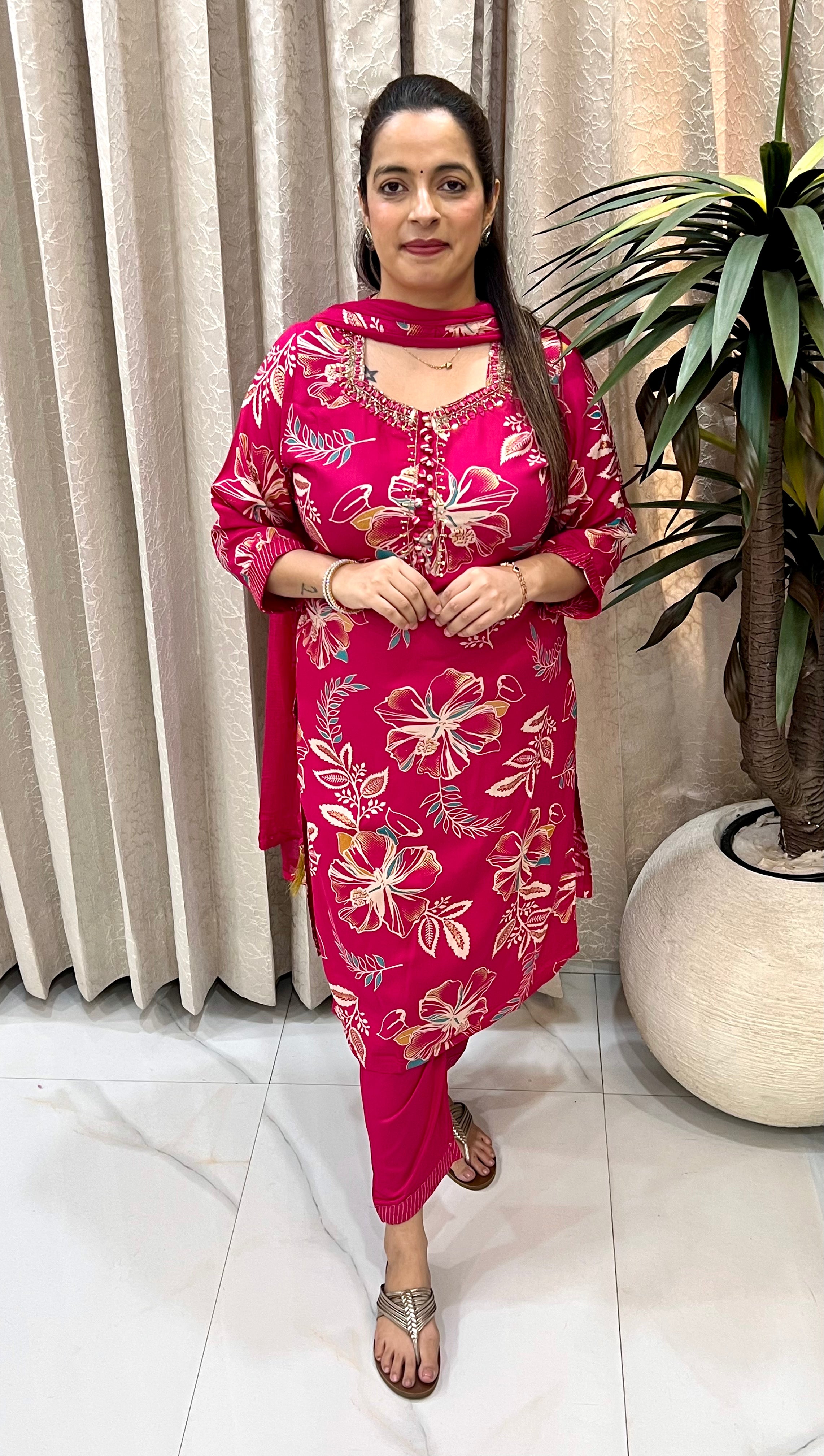 ✨ Pure Modal Suit with Hand Embroidery & Potli Buttons