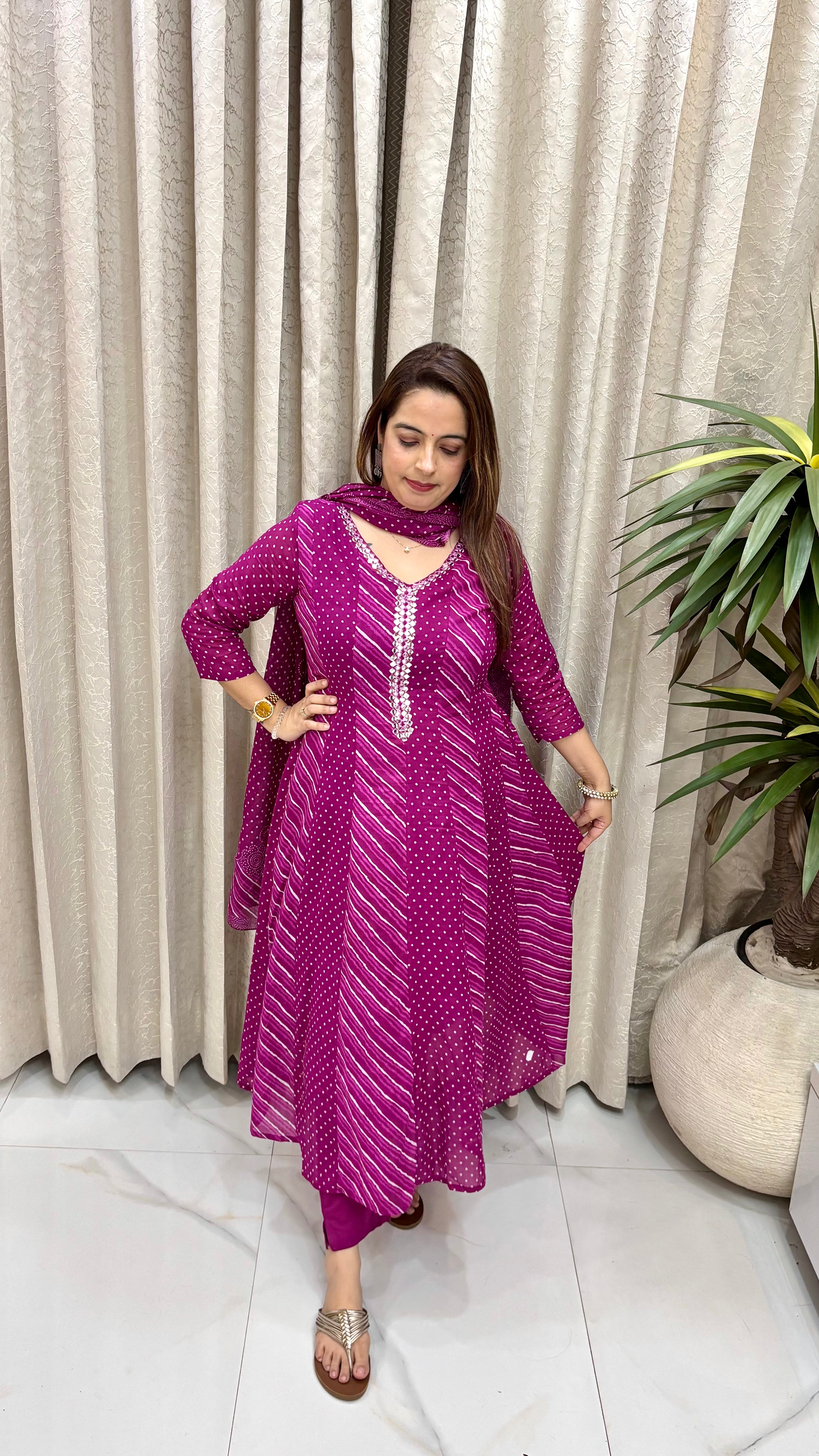 Pure Summer Nostalgia: Premium मलमल Cotton Anarkali merging Bandhani & Leheriya Heritage Artistry