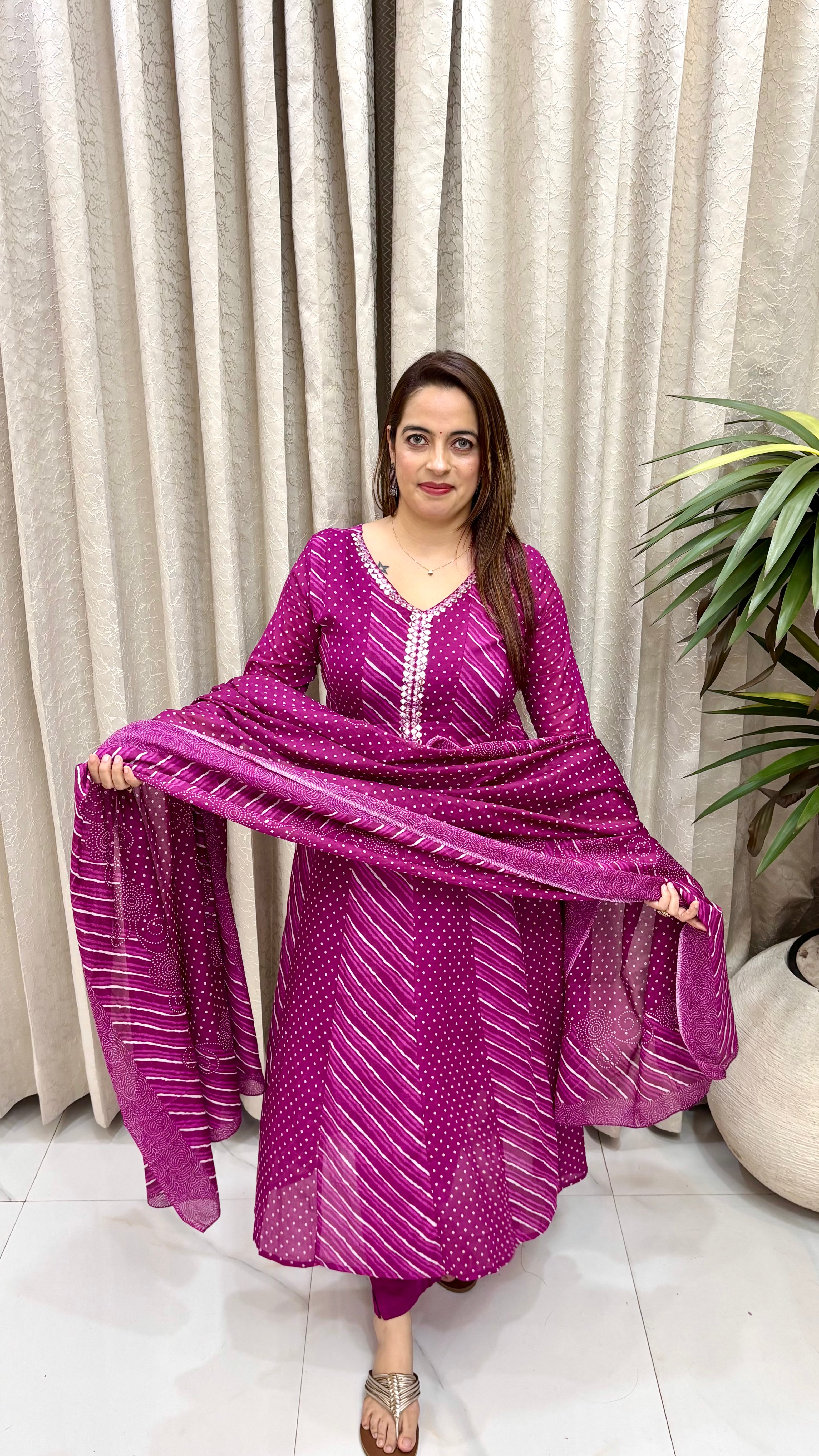 Pure Summer Nostalgia: Premium मलमल Cotton Anarkali merging Bandhani & Leheriya Heritage Artistry