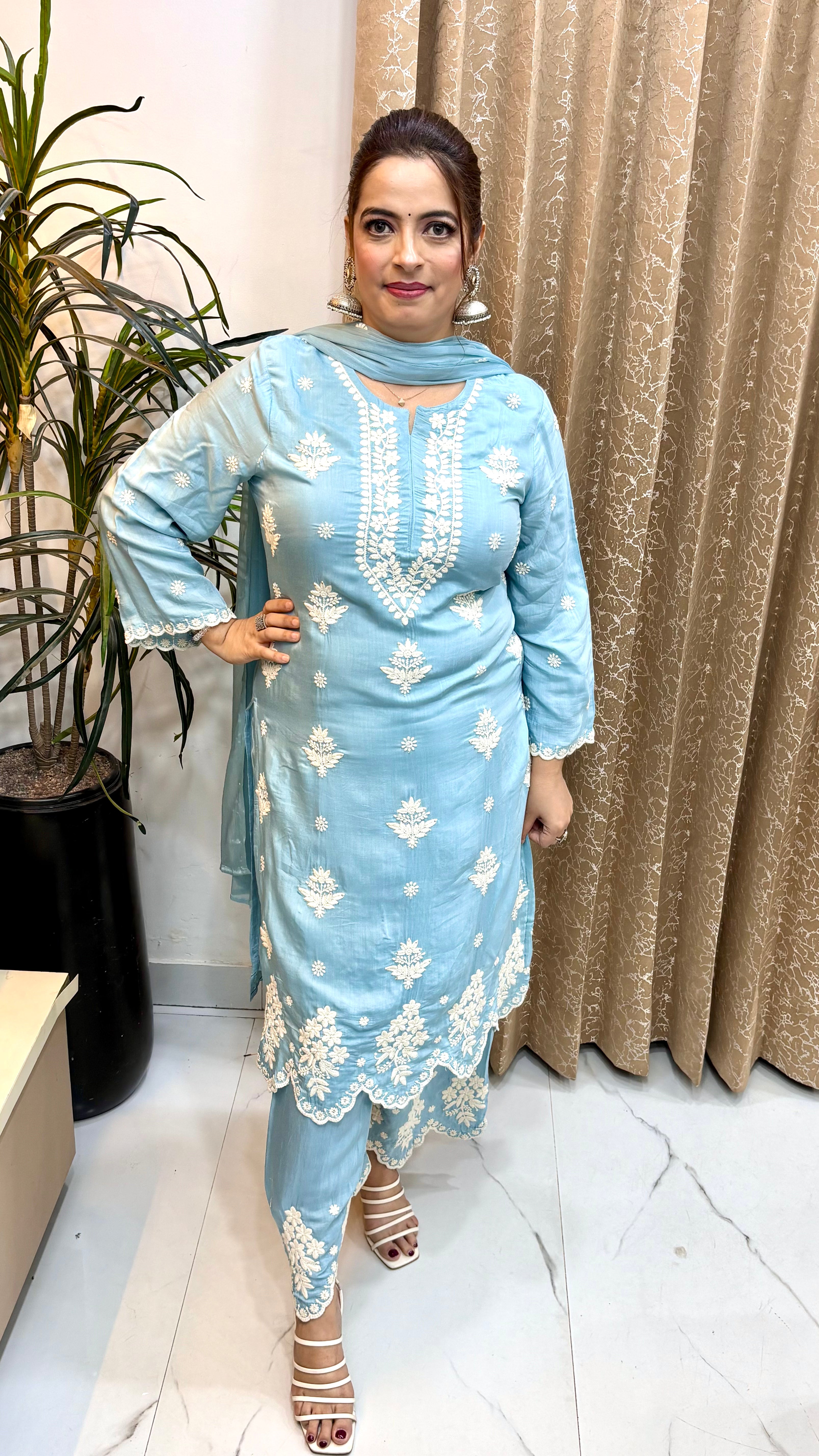 Premium Natural Crepe Lucknowi Suit ✨