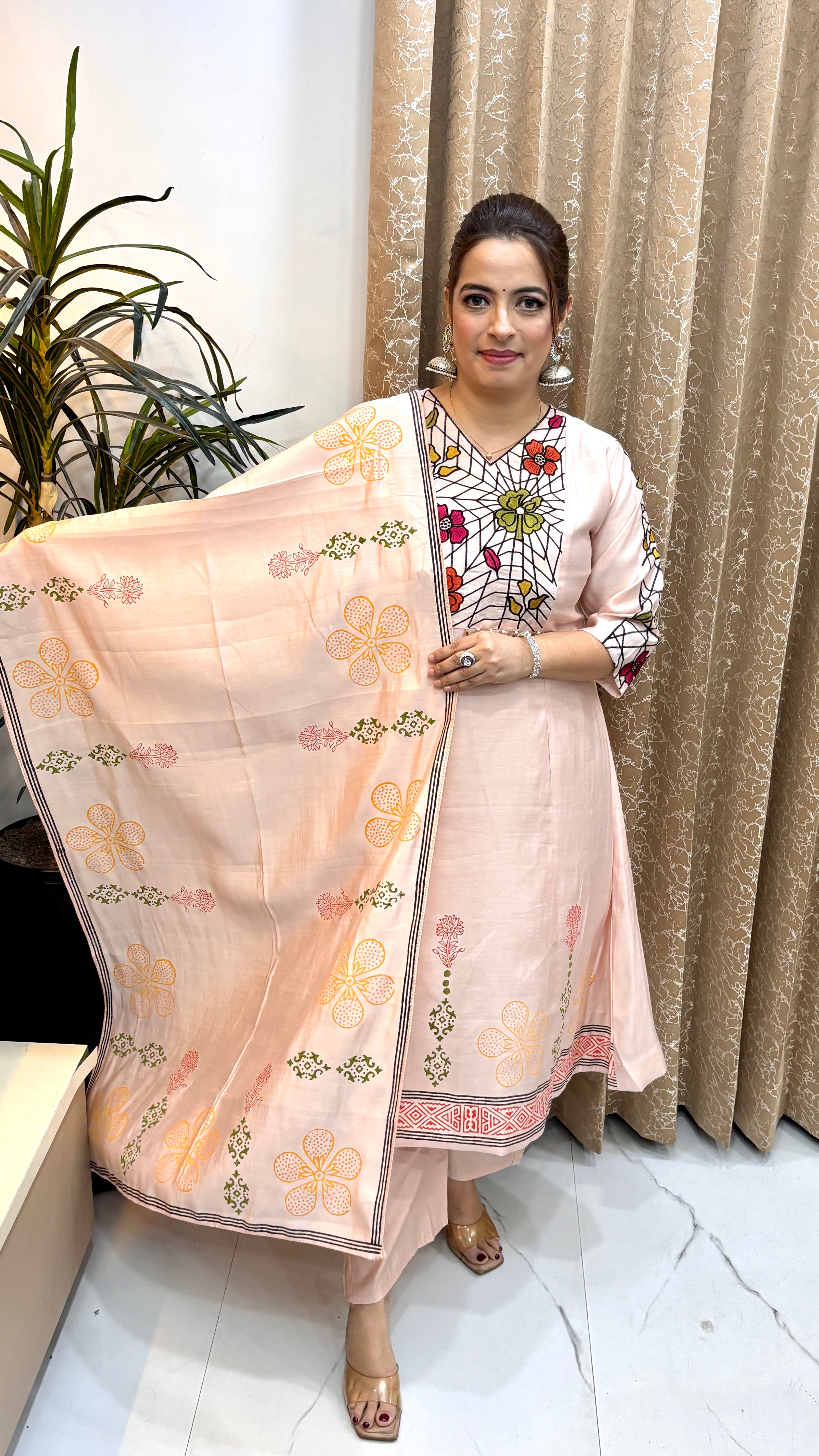 Premium Mul Chanderi A-Line Anarkali Suit ✨