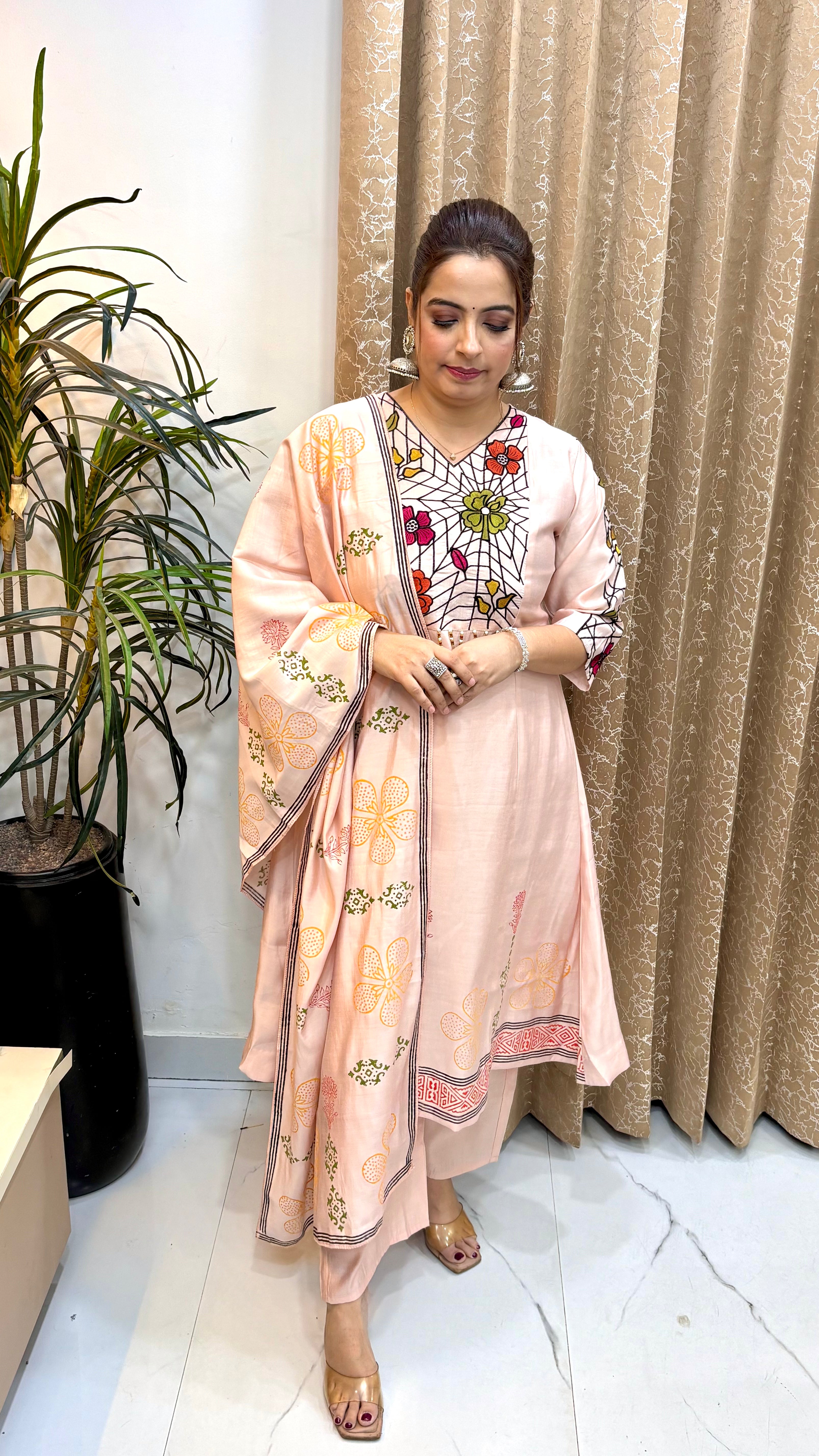 Premium Mul Chanderi A-Line Anarkali Suit ✨