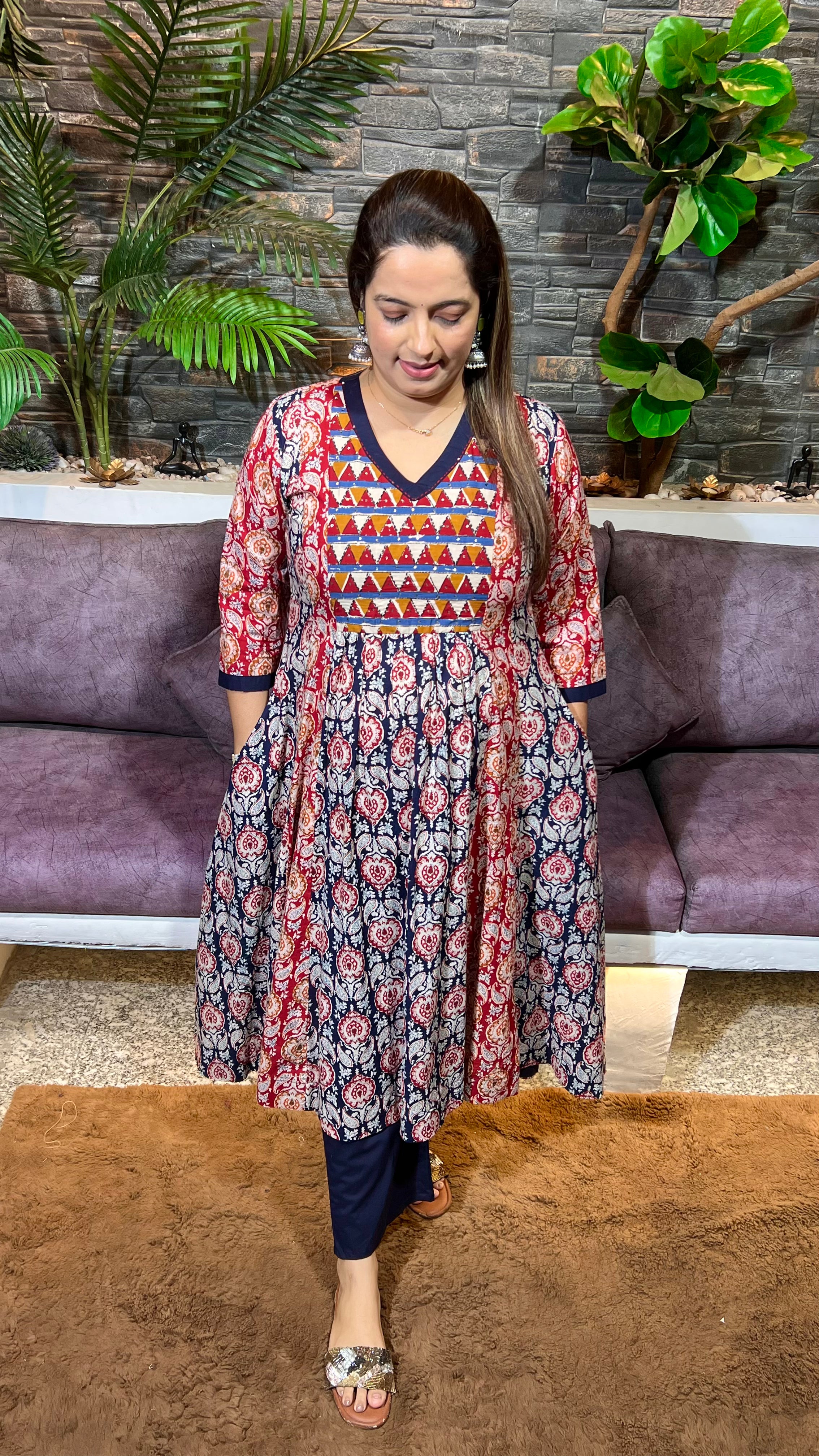 Cotton Suit with Thread Embroidery — Perfect for Office Wear