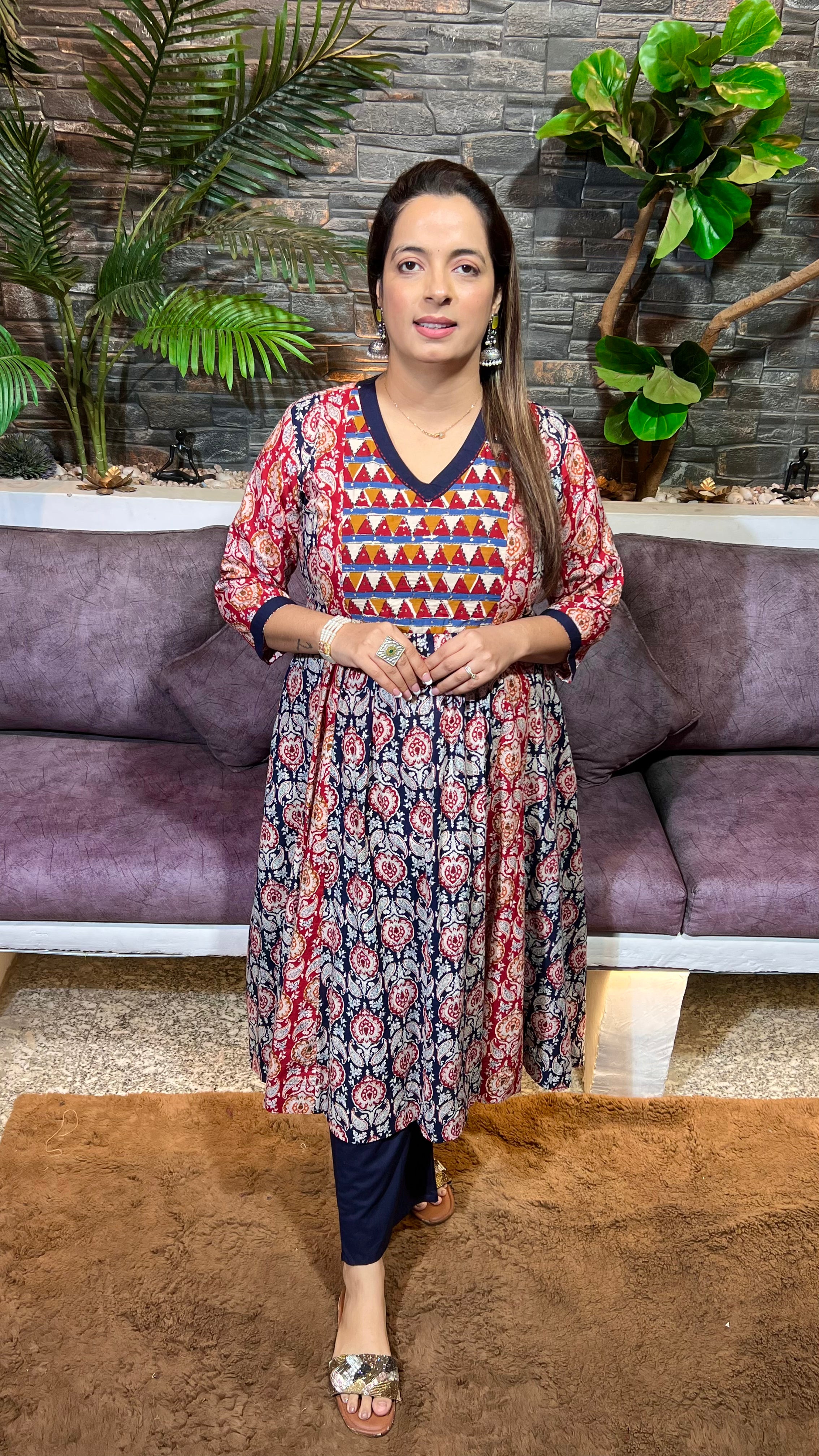 Cotton Suit with Thread Embroidery — Perfect for Office Wear