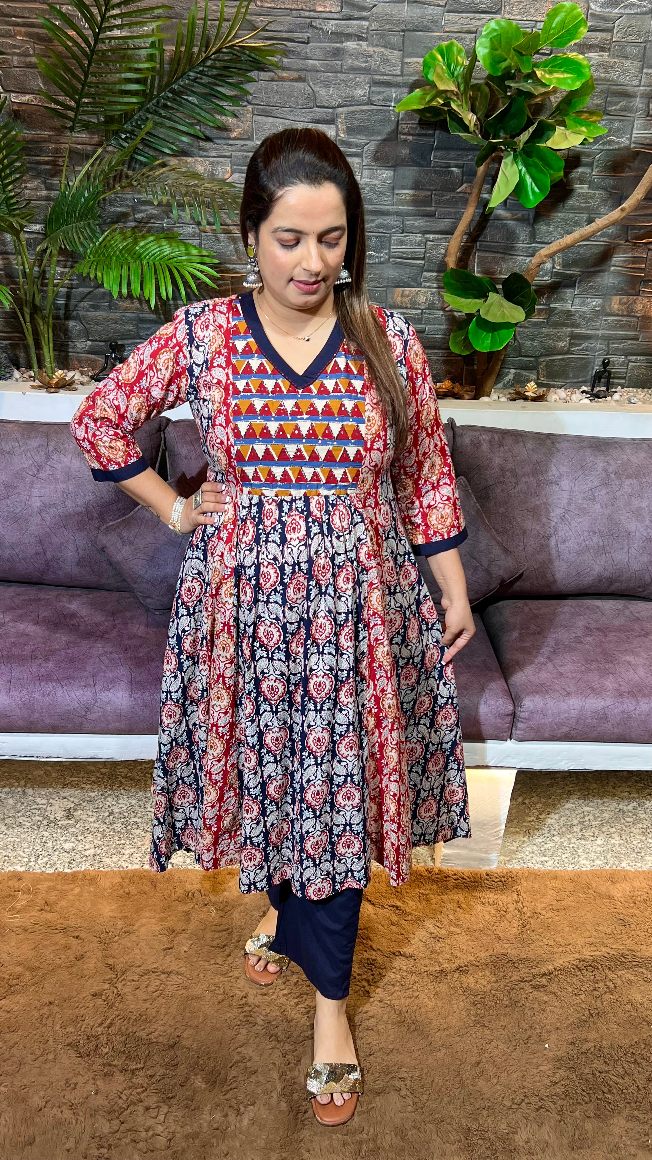 Cotton Suit with Thread Embroidery — Perfect for Office Wear