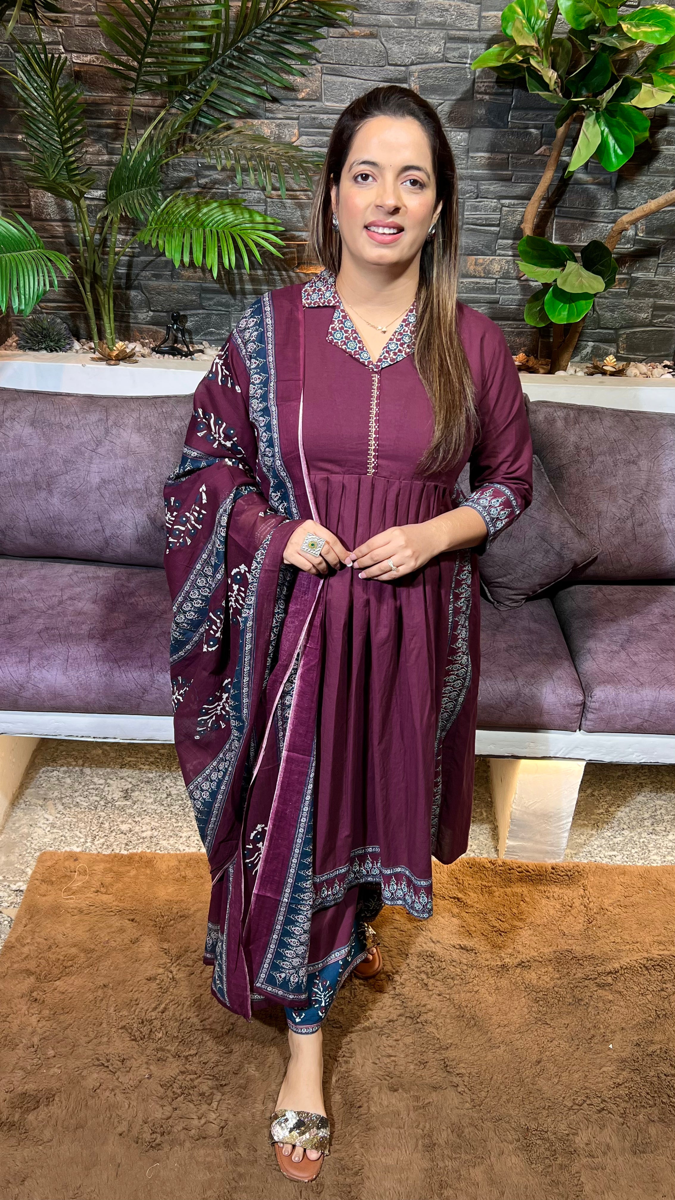 Cotton Suit with Thread Embroidery — Perfect for Office Wear