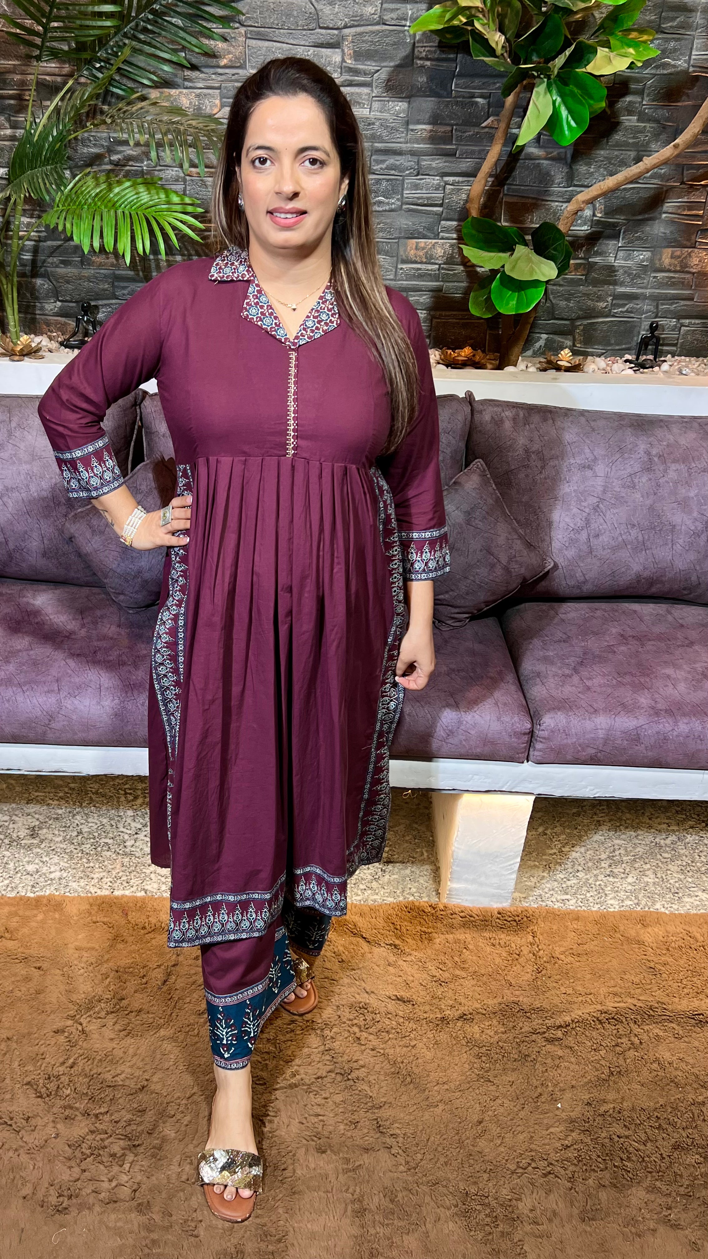 Cotton Suit with Thread Embroidery — Perfect for Office Wear