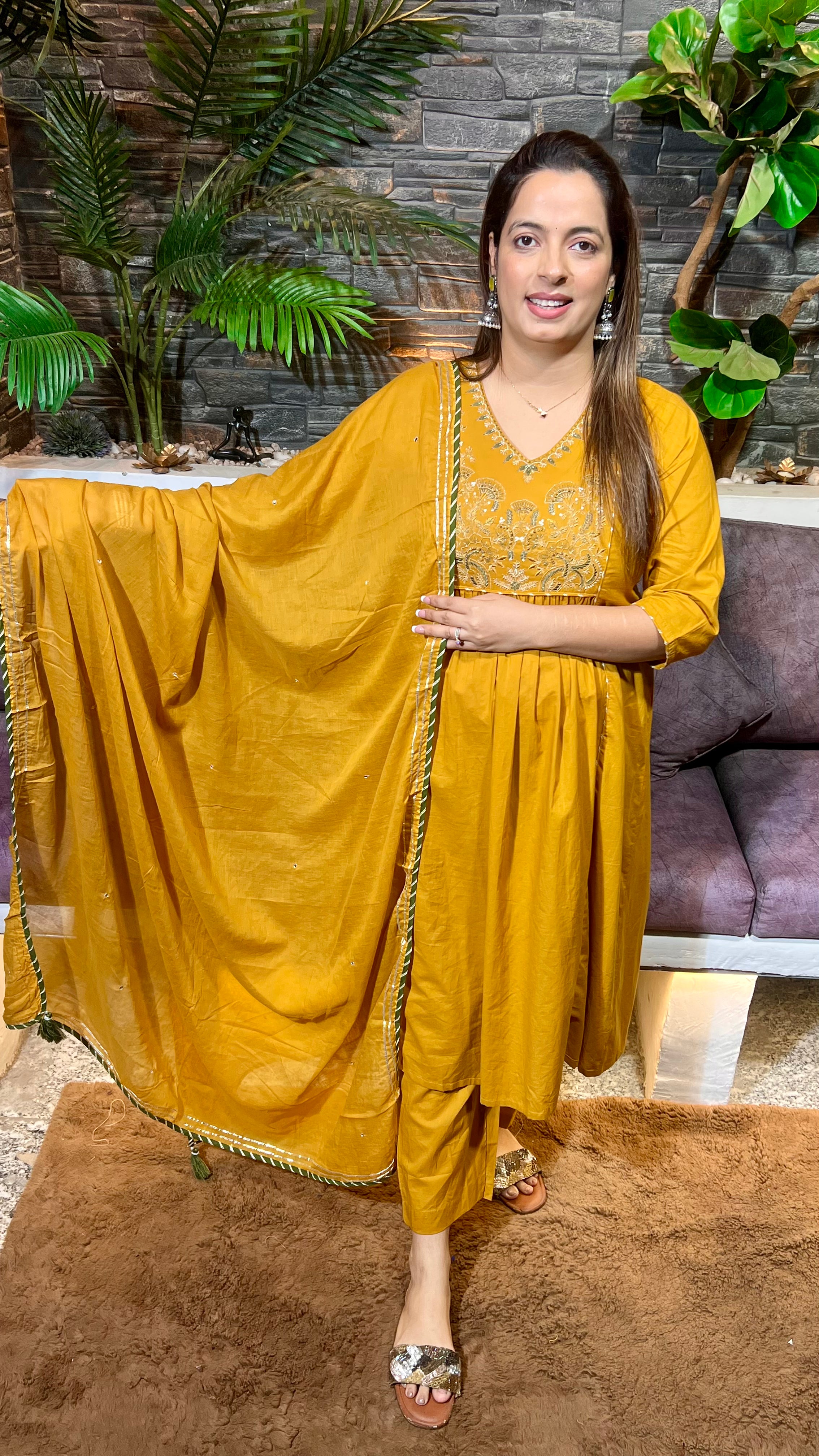 Cotton Suit with Thread Embroidery — Perfect for Office Wear