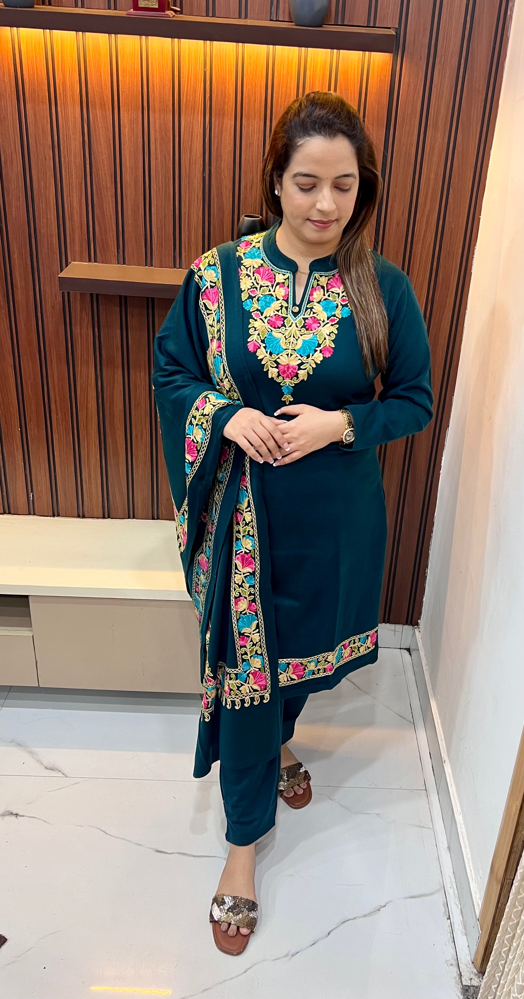 Woollen Suit with Kashmiri Kadhai — Warm, Elegant & Timeless
