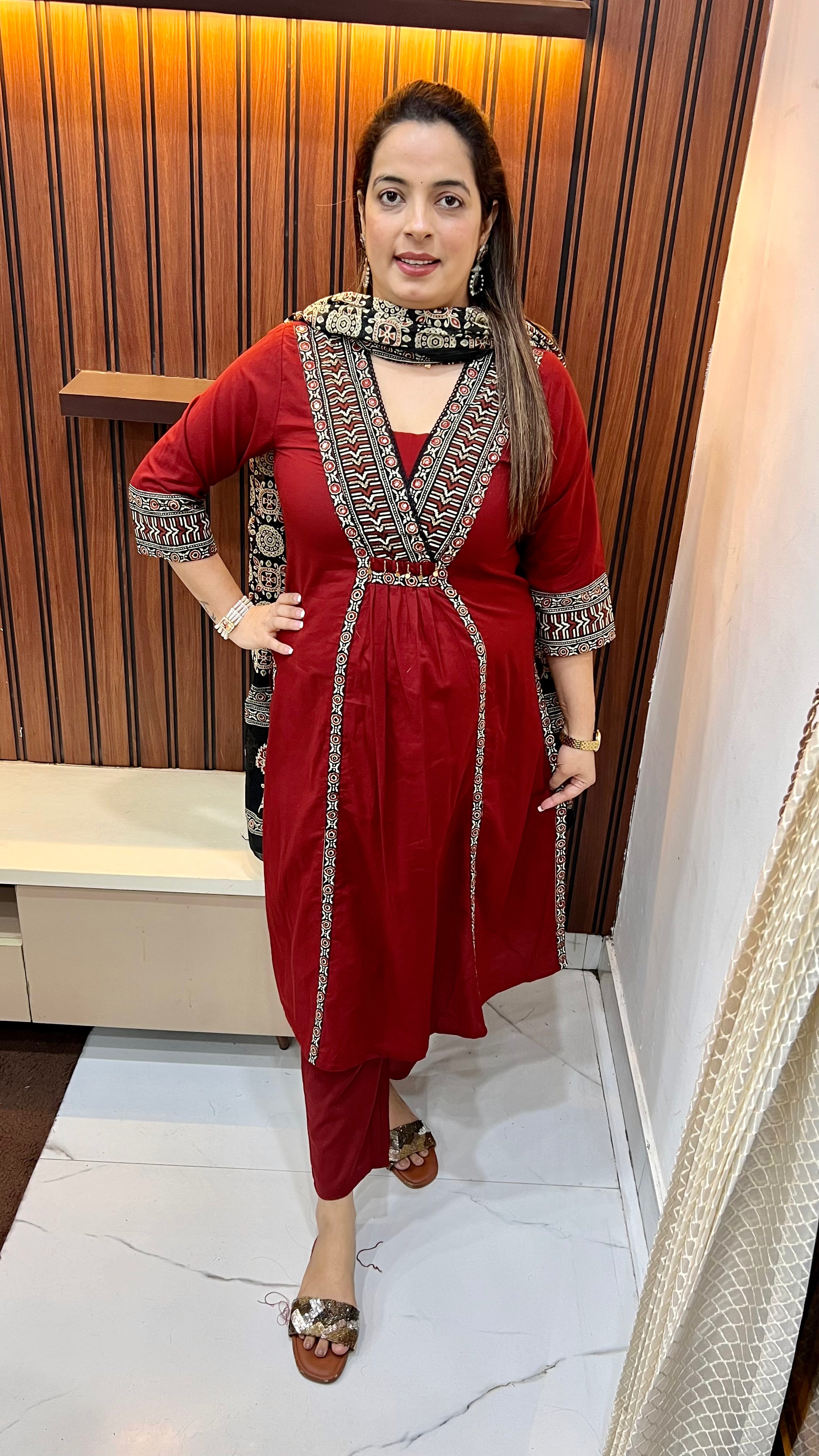 Cotton Suit with Kalamkari Borders & Dupatta — Handcrafted Details, Everyday Elegance