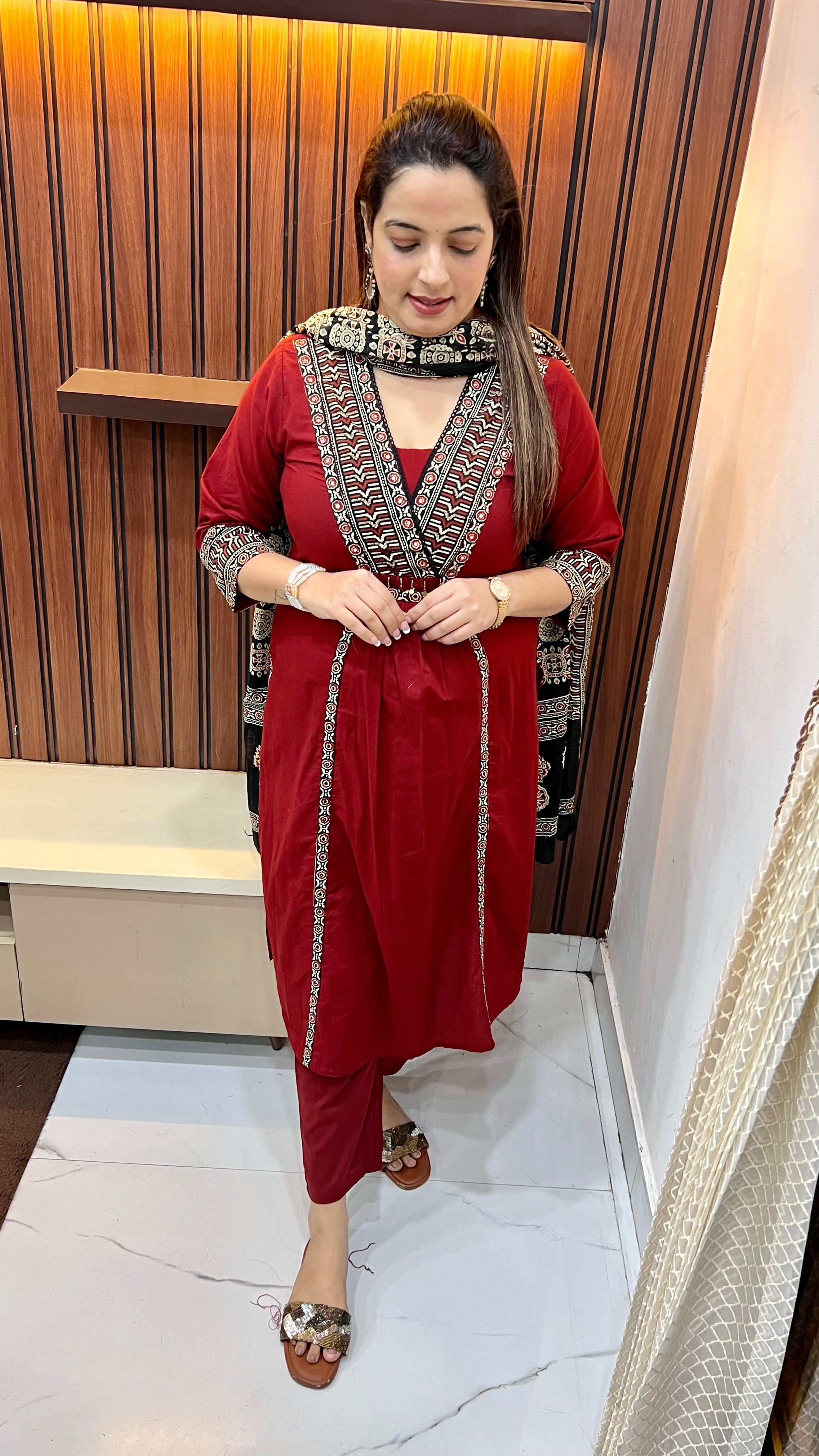 Cotton Suit with Kalamkari Borders & Dupatta — Handcrafted Details, Everyday Elegance