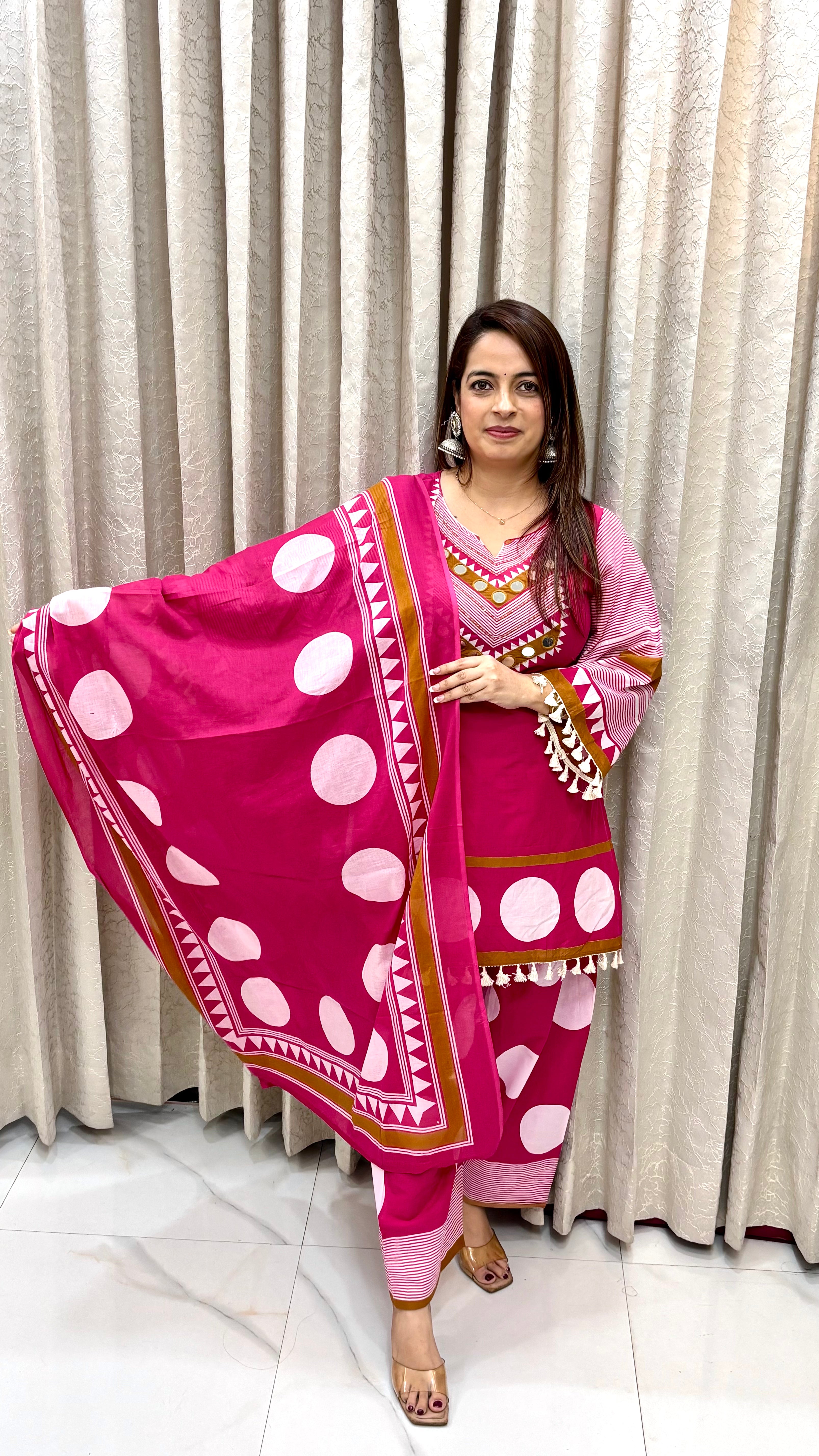 The Pure Cotton Real Mirror Work Suit with Viral Cotton Farshi Salwar