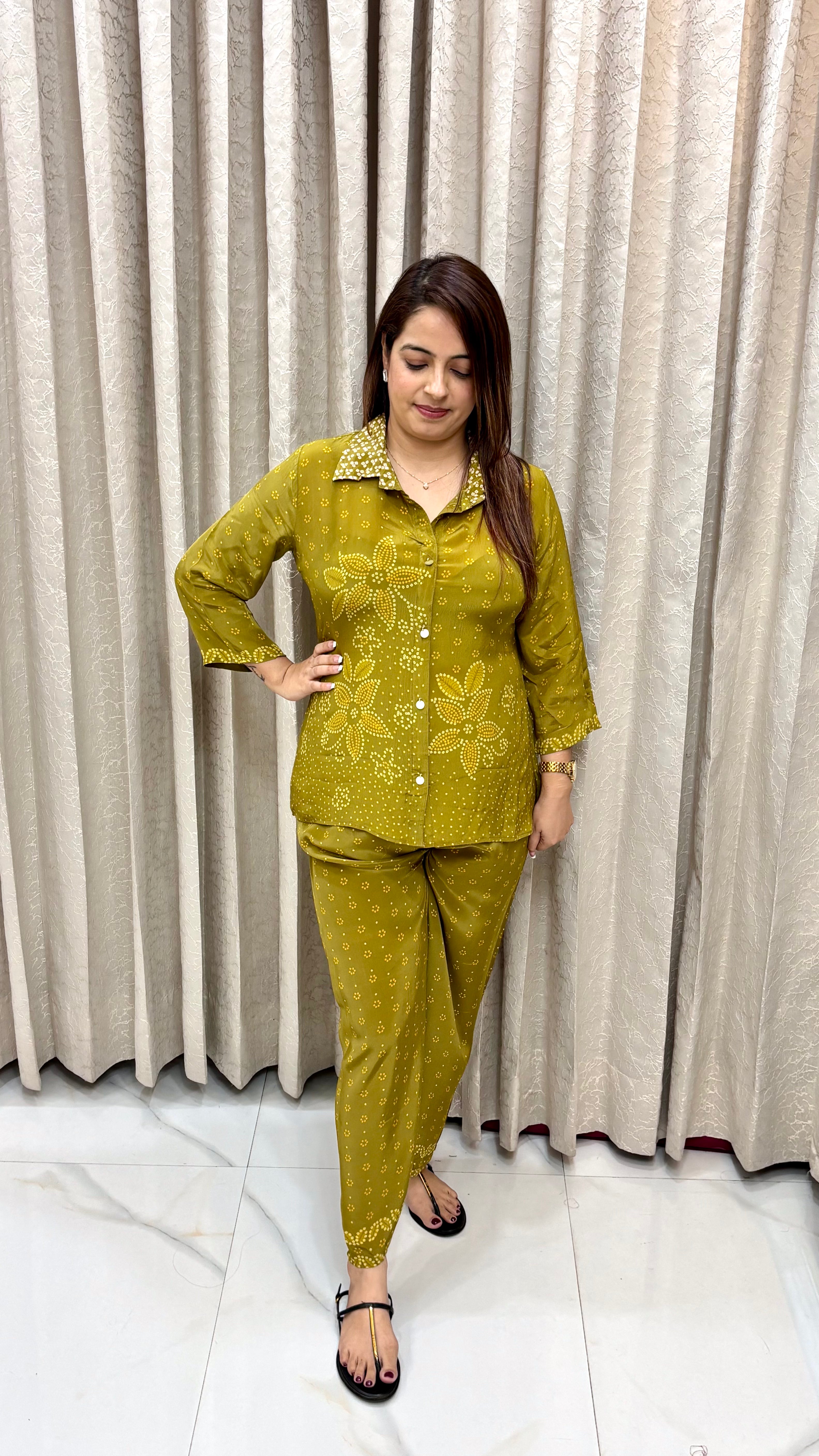 The Russian Crepe Floral & Bandhani Print Co-ord Set