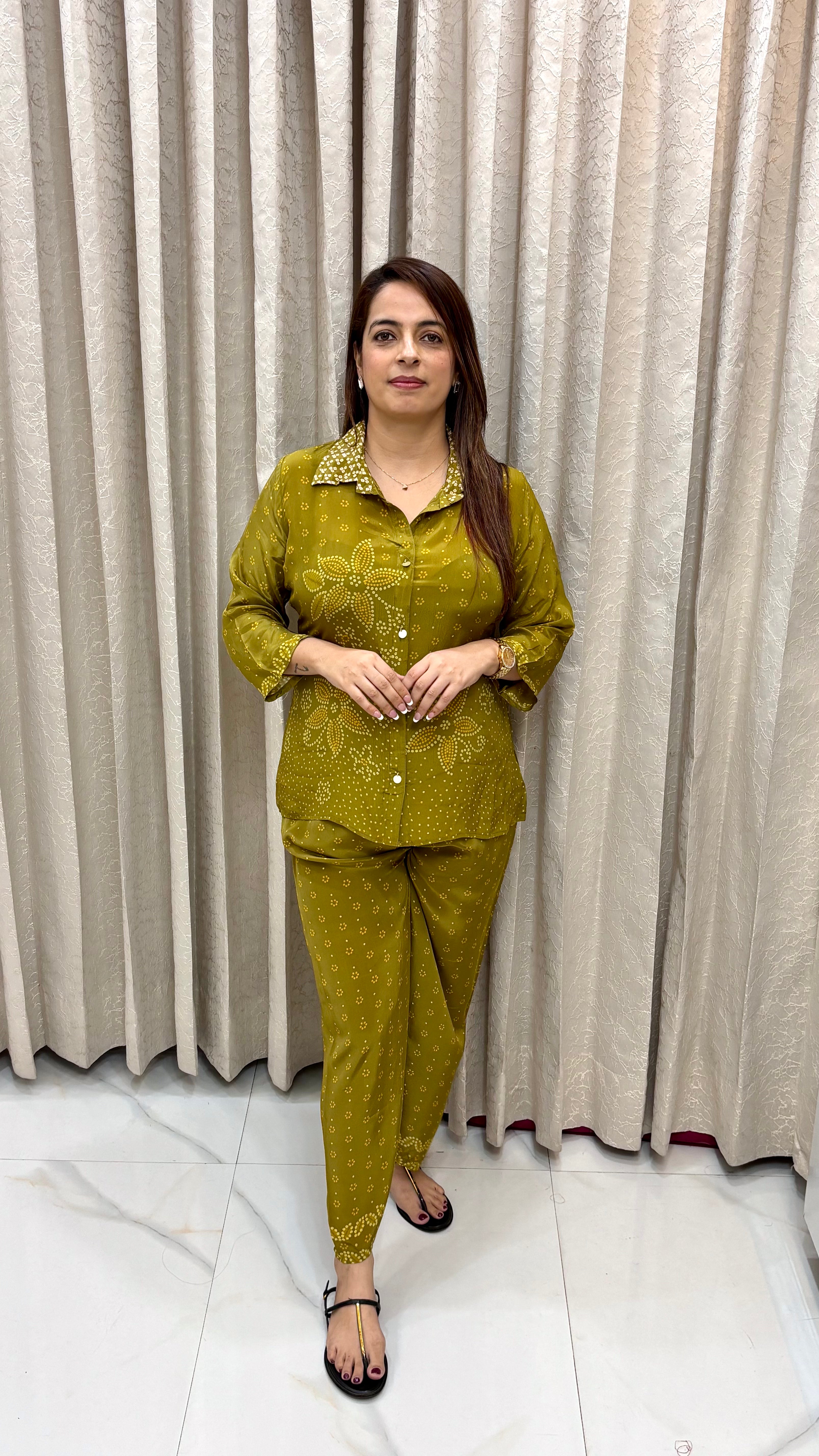 The Russian Crepe Floral & Bandhani Print Co-ord Set