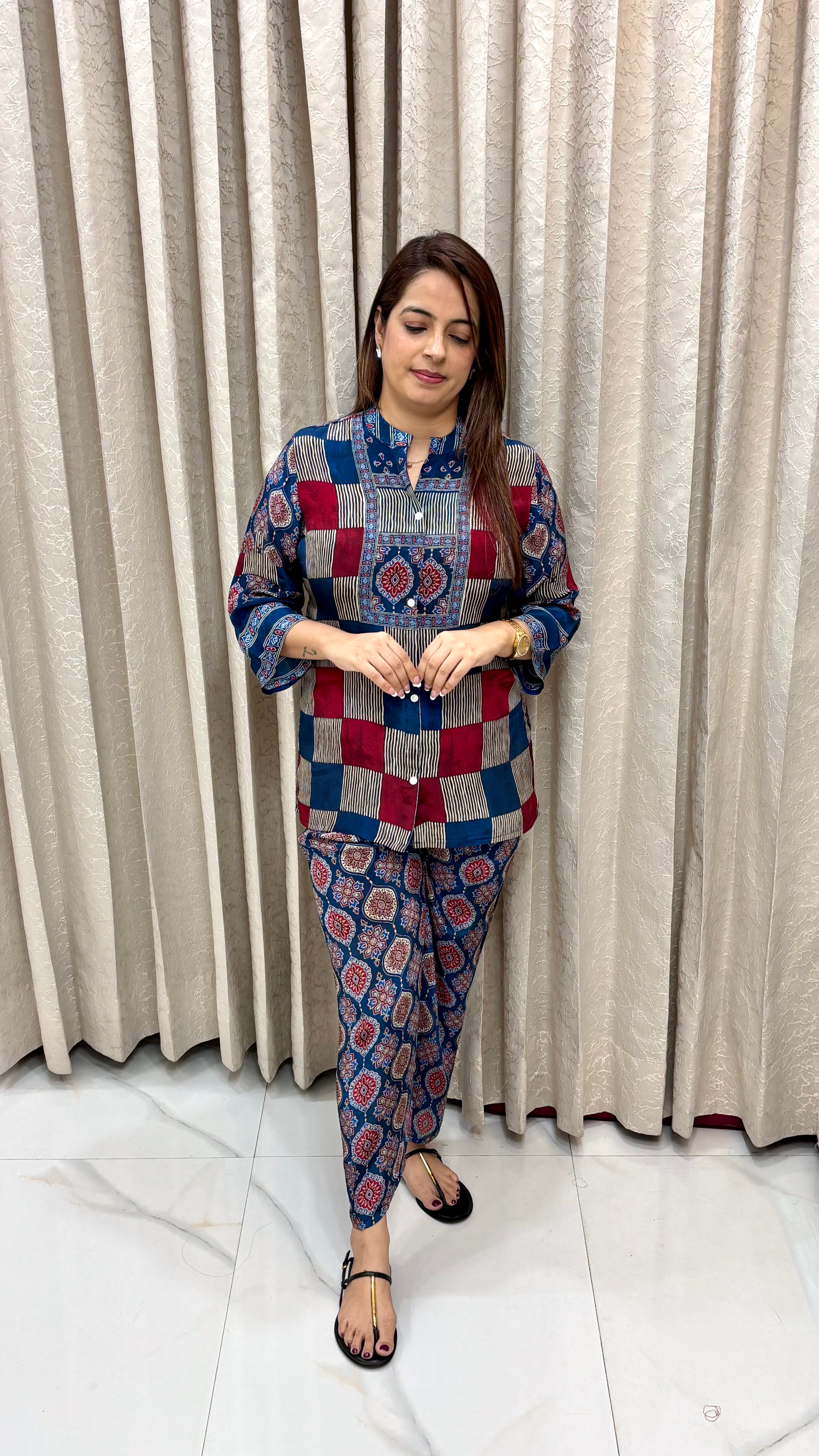 The Russian Crepe Ajrakh Print Co-ord Set