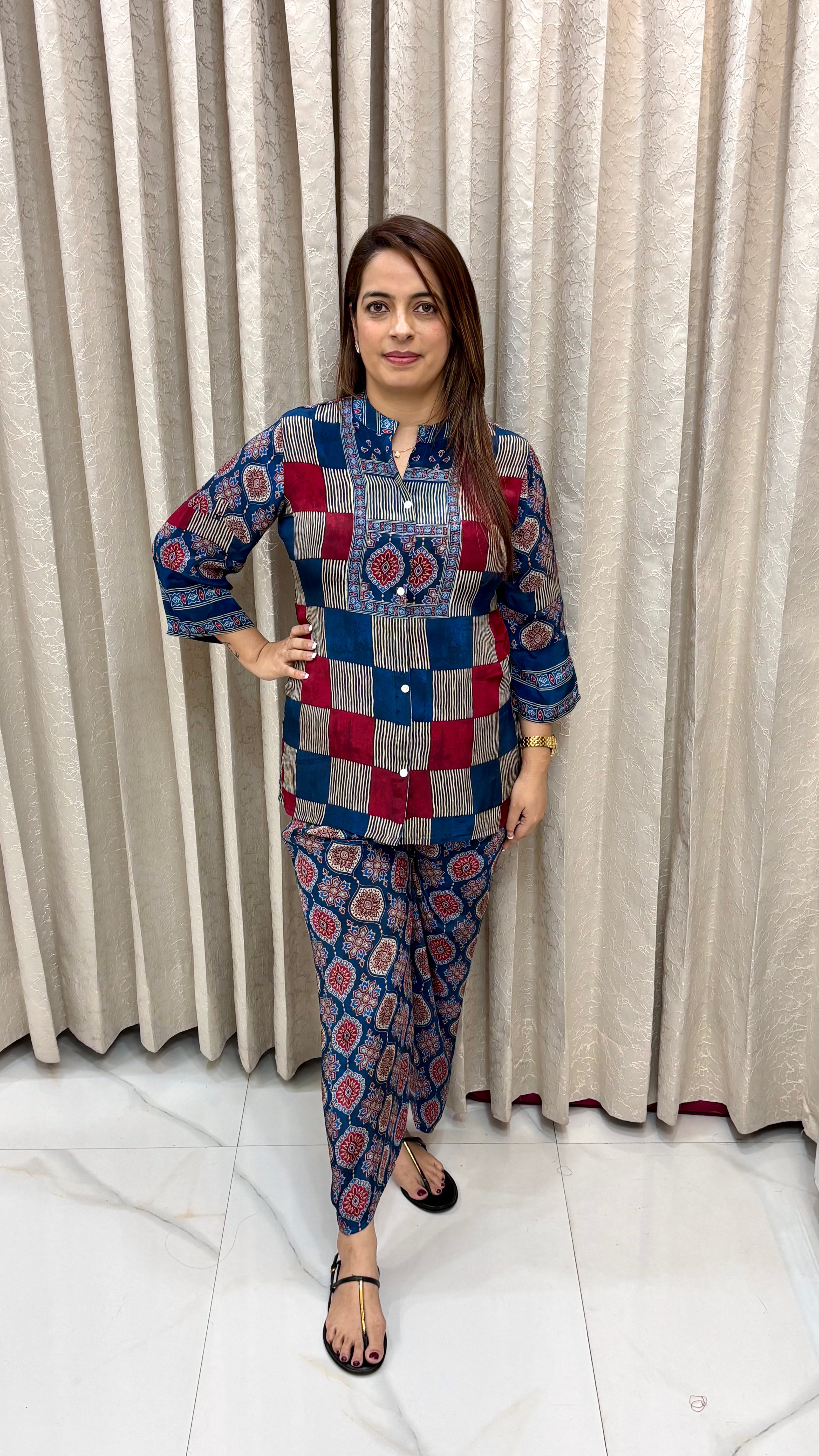 The Russian Crepe Ajrakh Print Co-ord Set