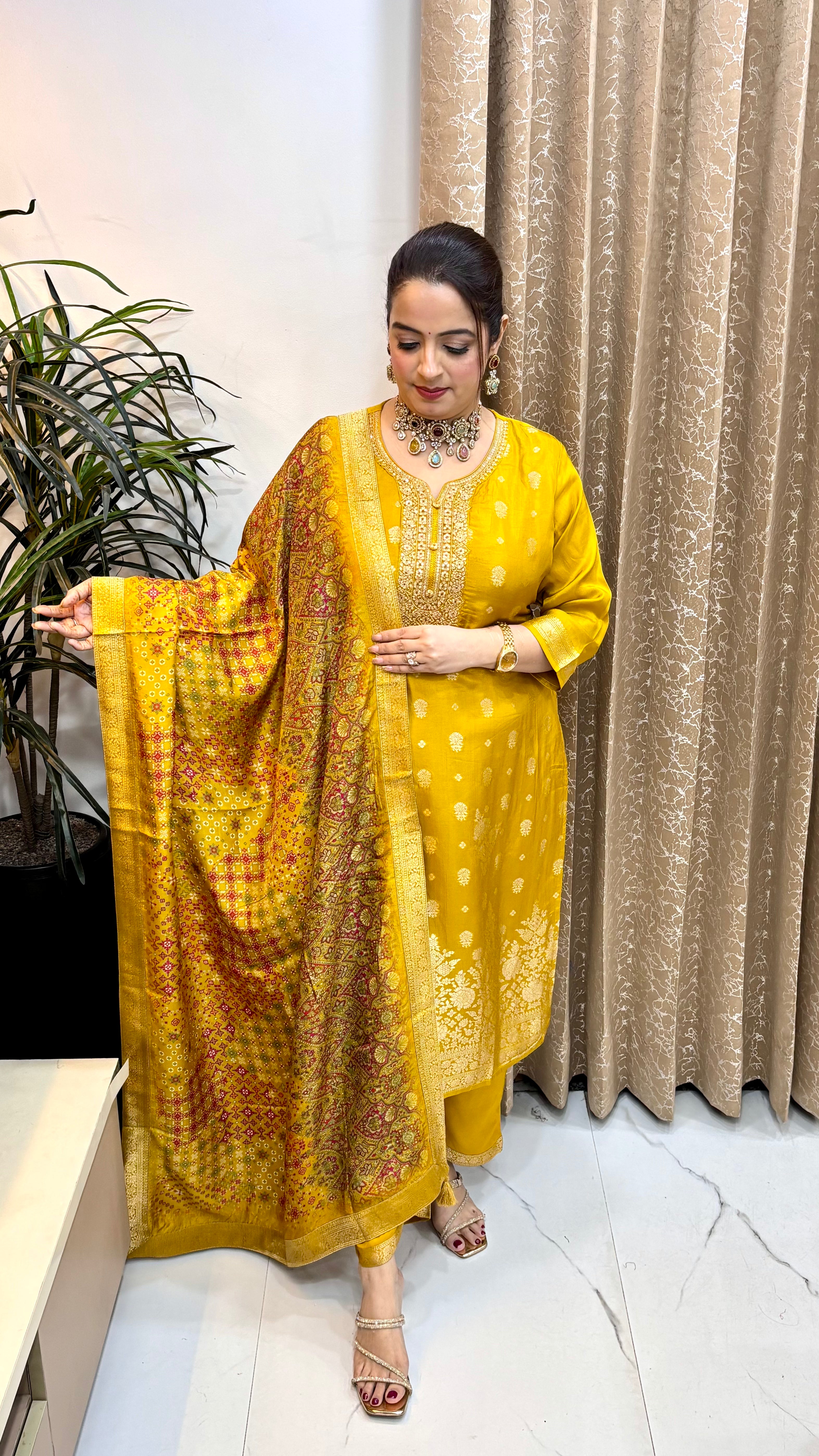 Pure Banarasi Silk Suit with Zari Work & Banarasi Silk Dupatta