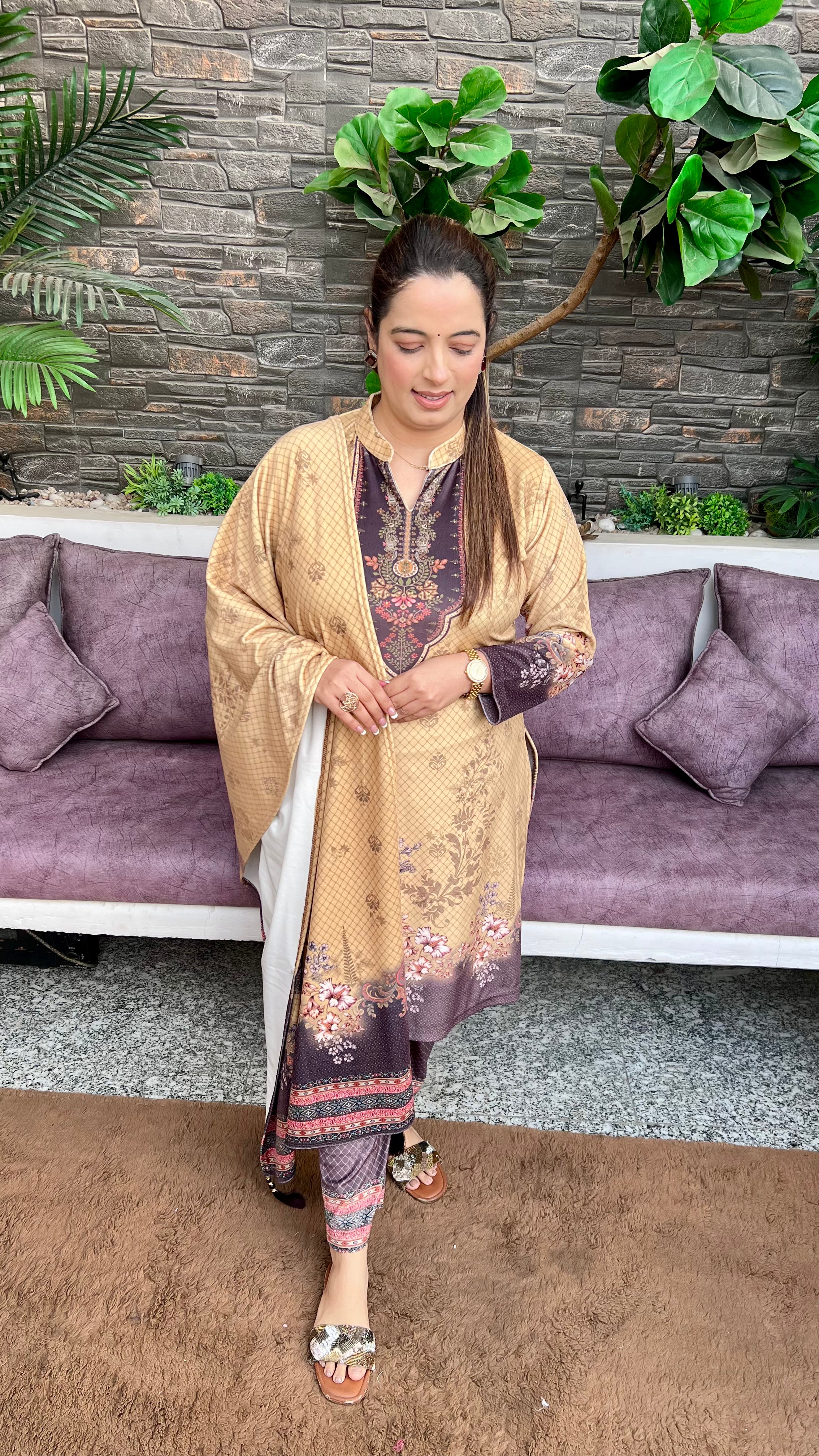 Imported Velvet Suit — Digital Print Elegance