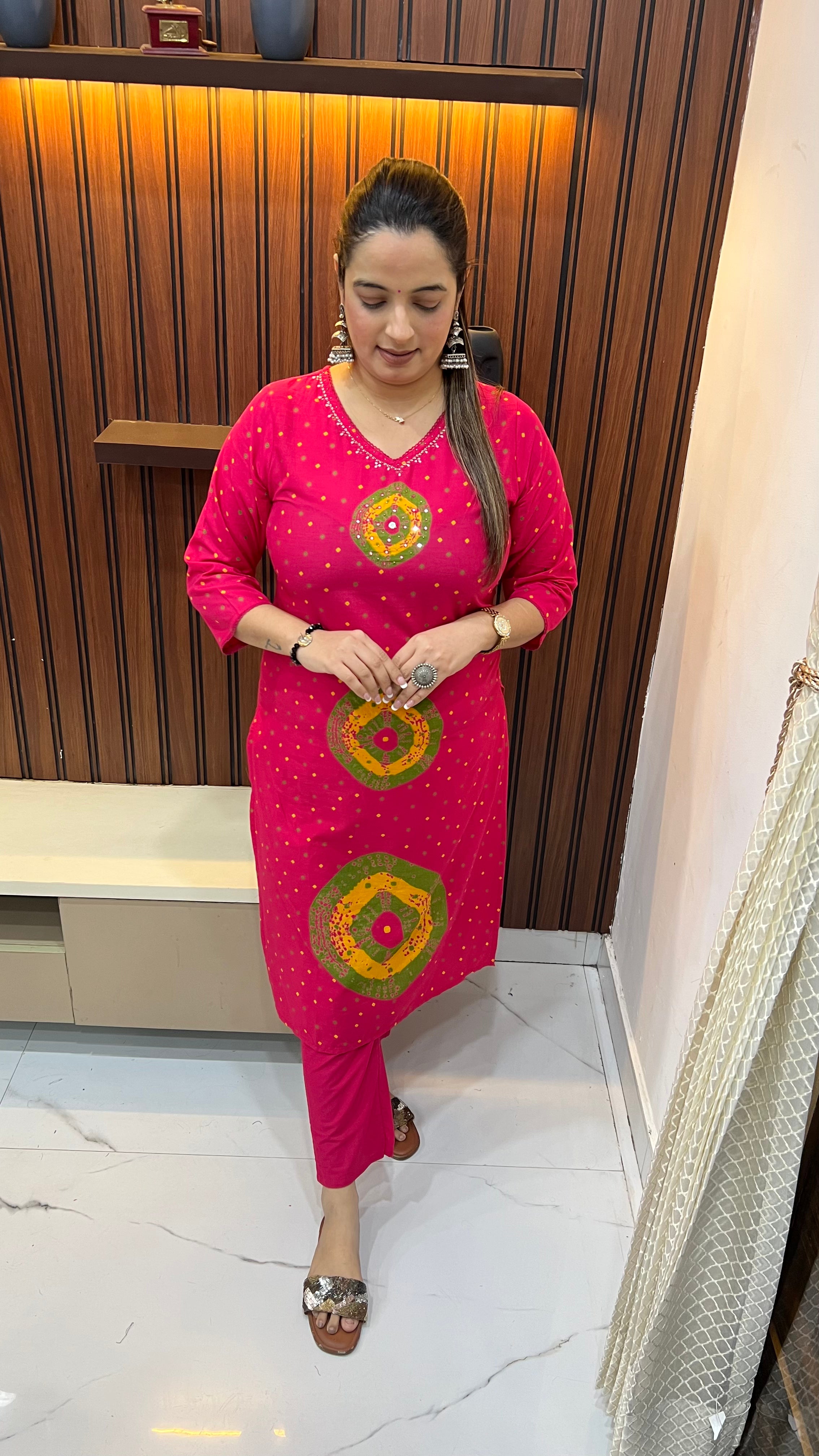 Pure Cotton Suit — Hand Embroidery with Bandhani Print