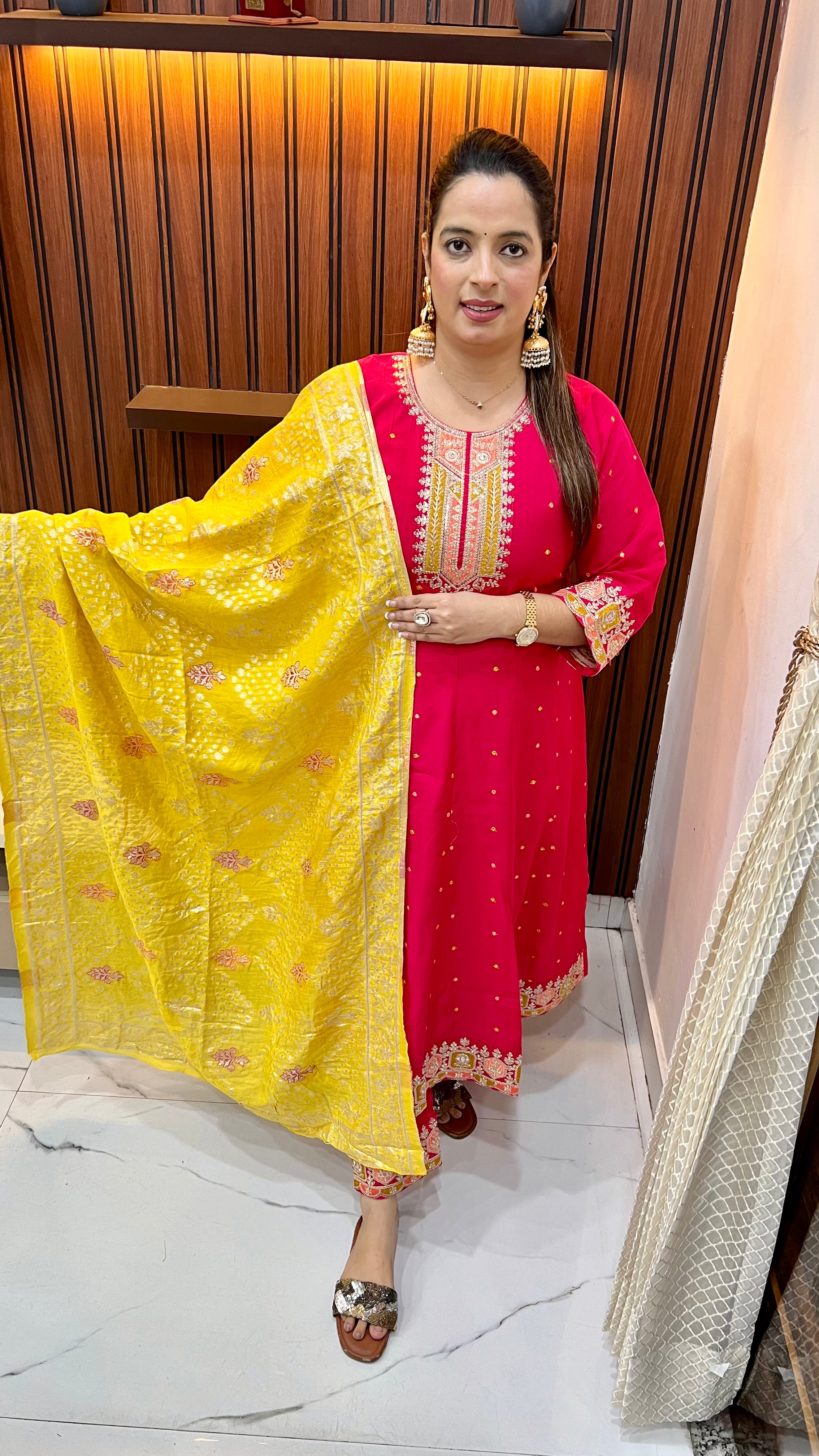 Anarkali Suit — Banarasi Dupatta with Embroidered Bottom