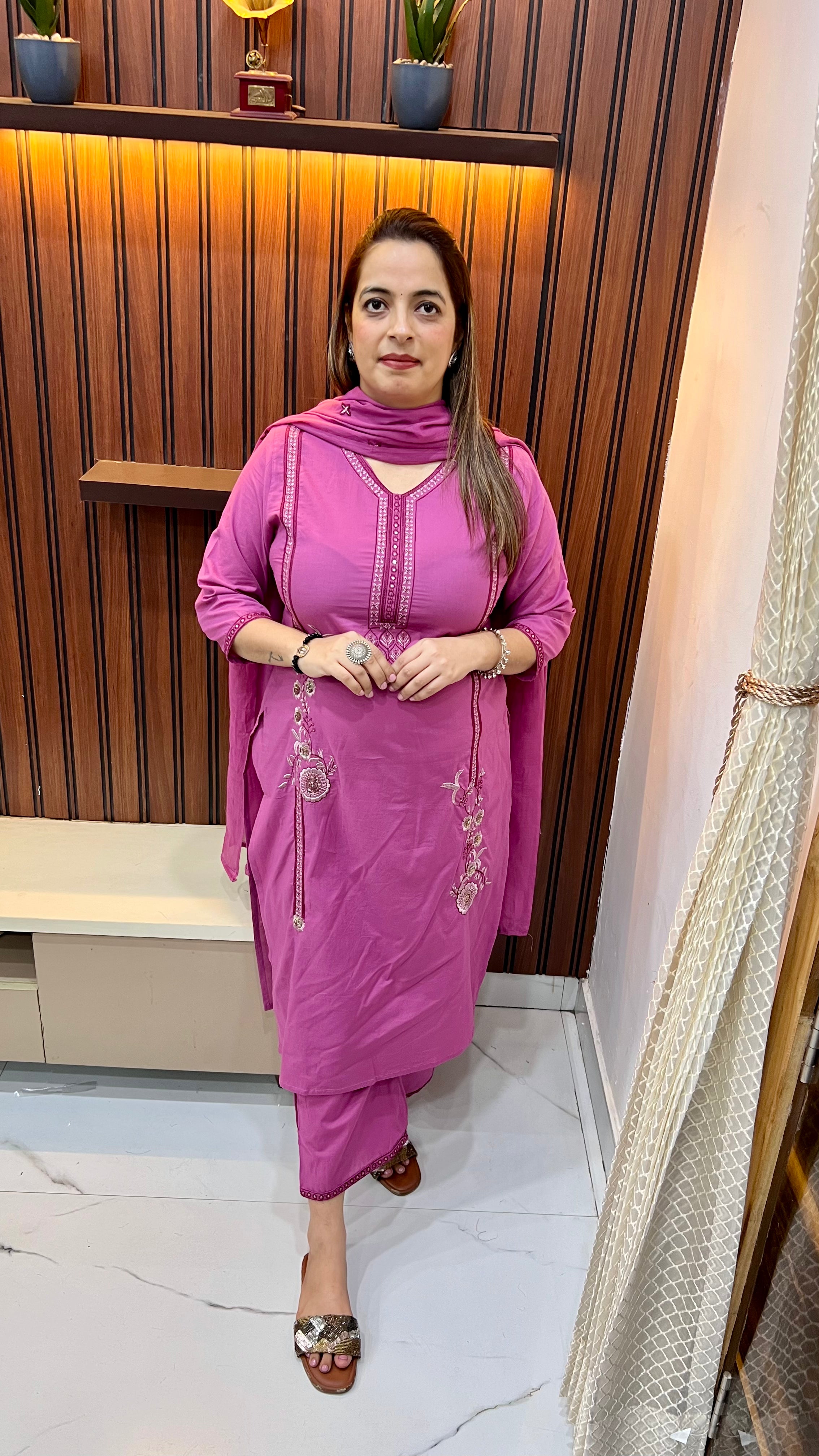 Pure Cotton Office Wear Suit — Mul Cotton Dupatta