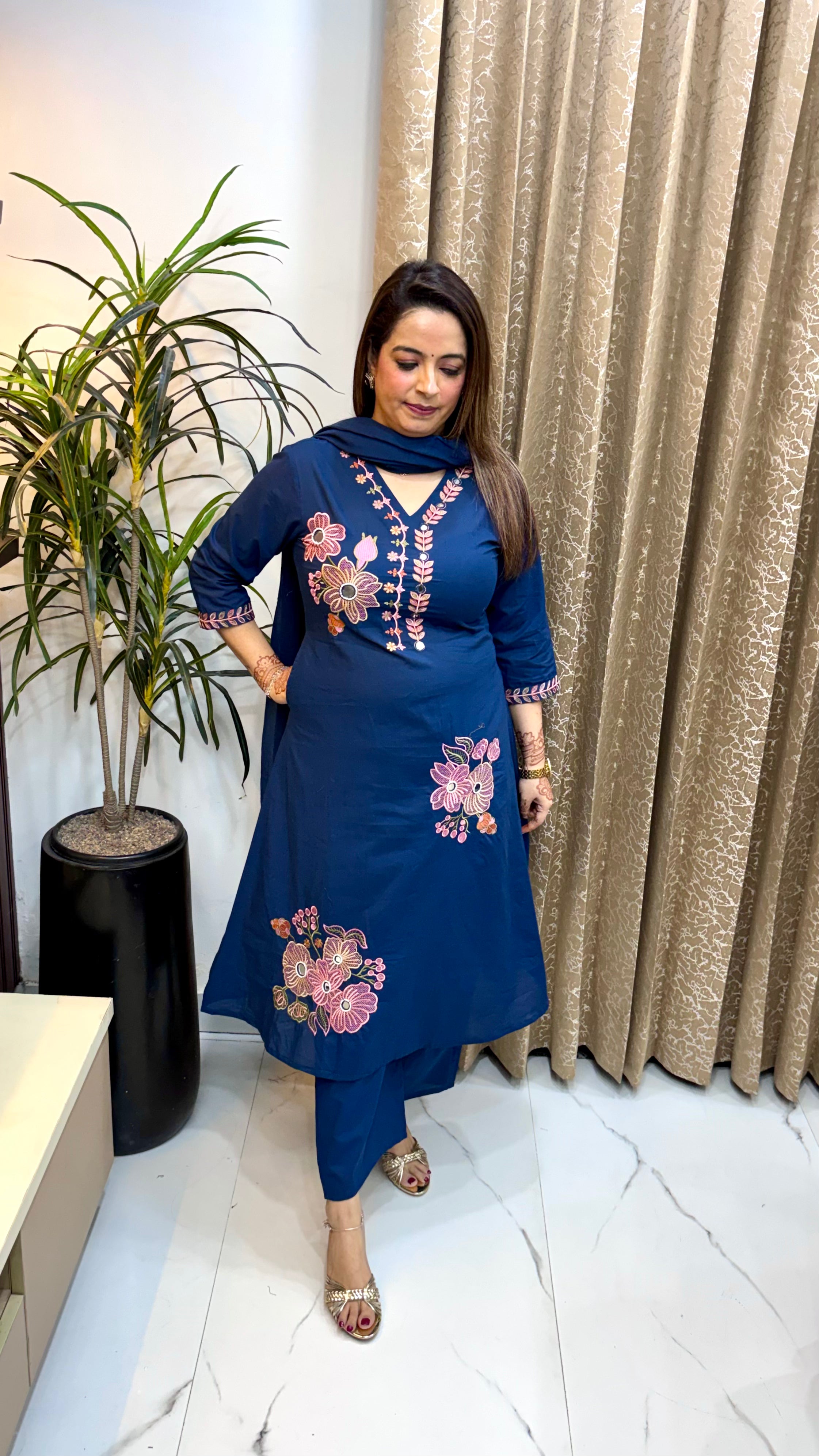 Pure Cotton 3-Piece Suit Set with Mulmul Dupatta