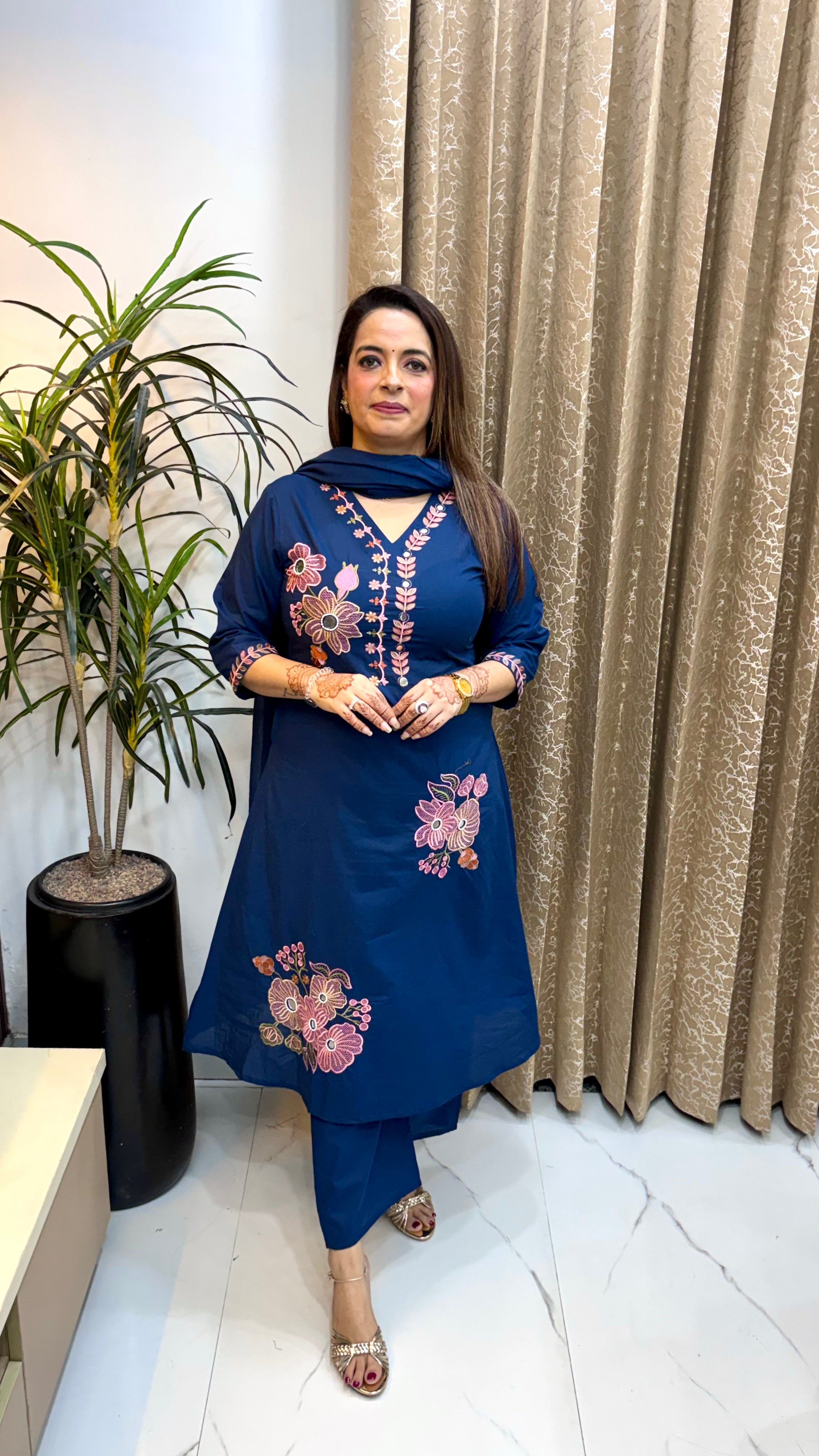Pure Cotton 3-Piece Suit Set with Mulmul Dupatta