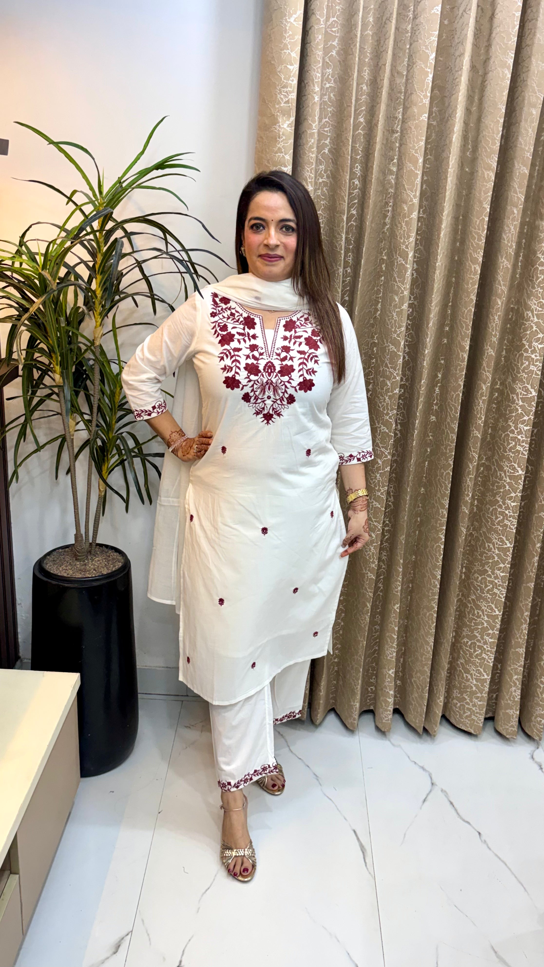 Pure Cotton 3-Piece Suit Set with Mulmul Dupatta