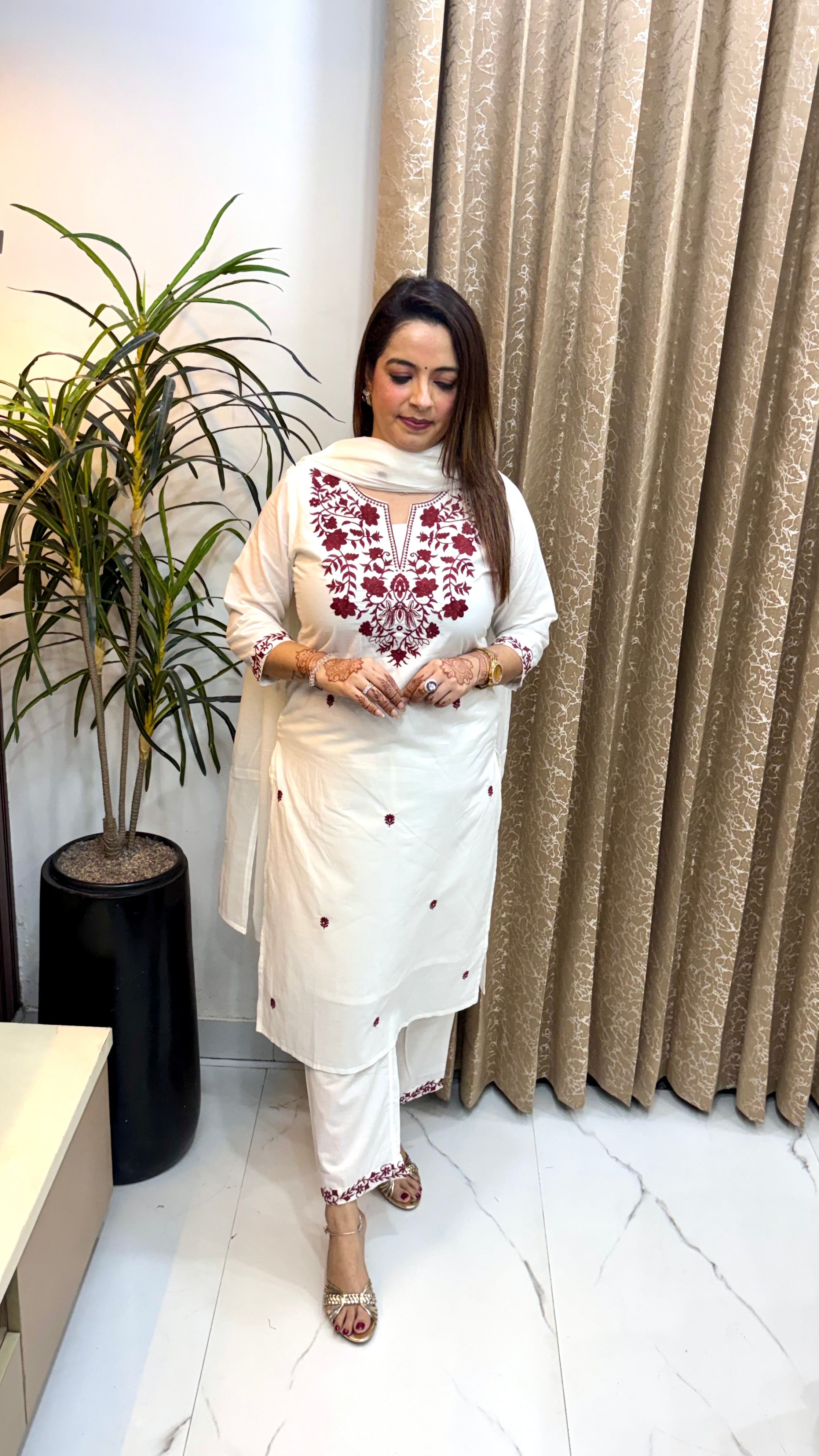 Pure Cotton 3-Piece Suit Set with Mulmul Dupatta