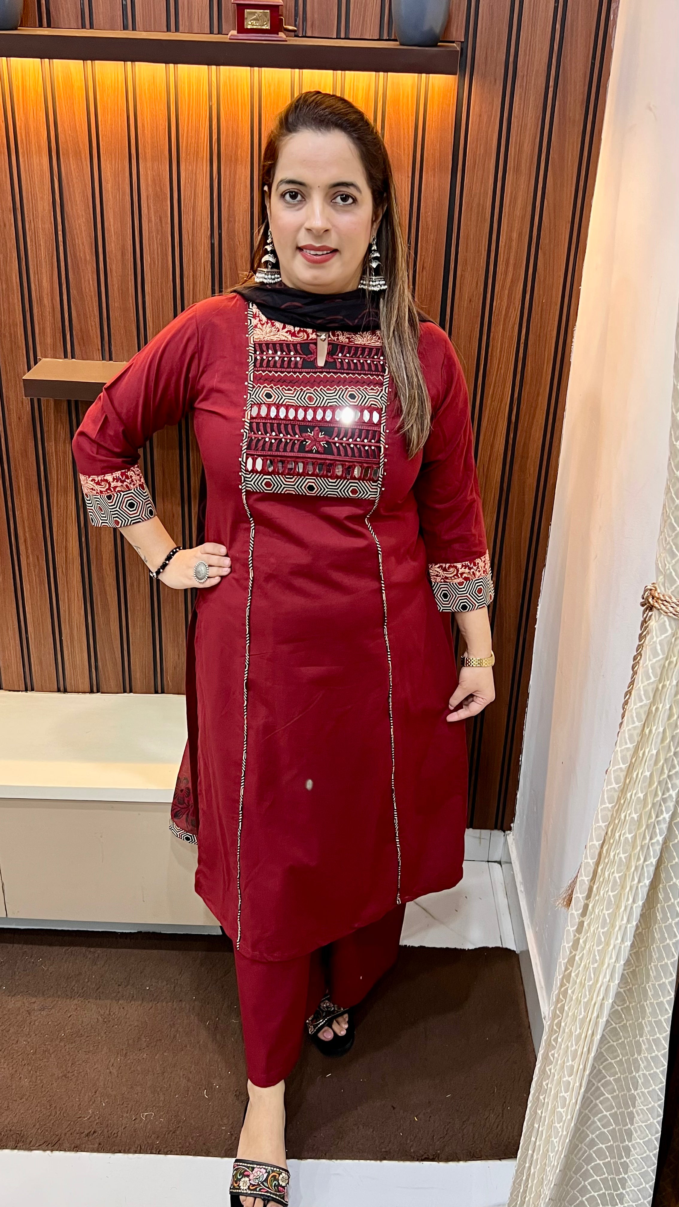 Pure Cotton Suit — Hand Embroidery & Block Print with Palazzo