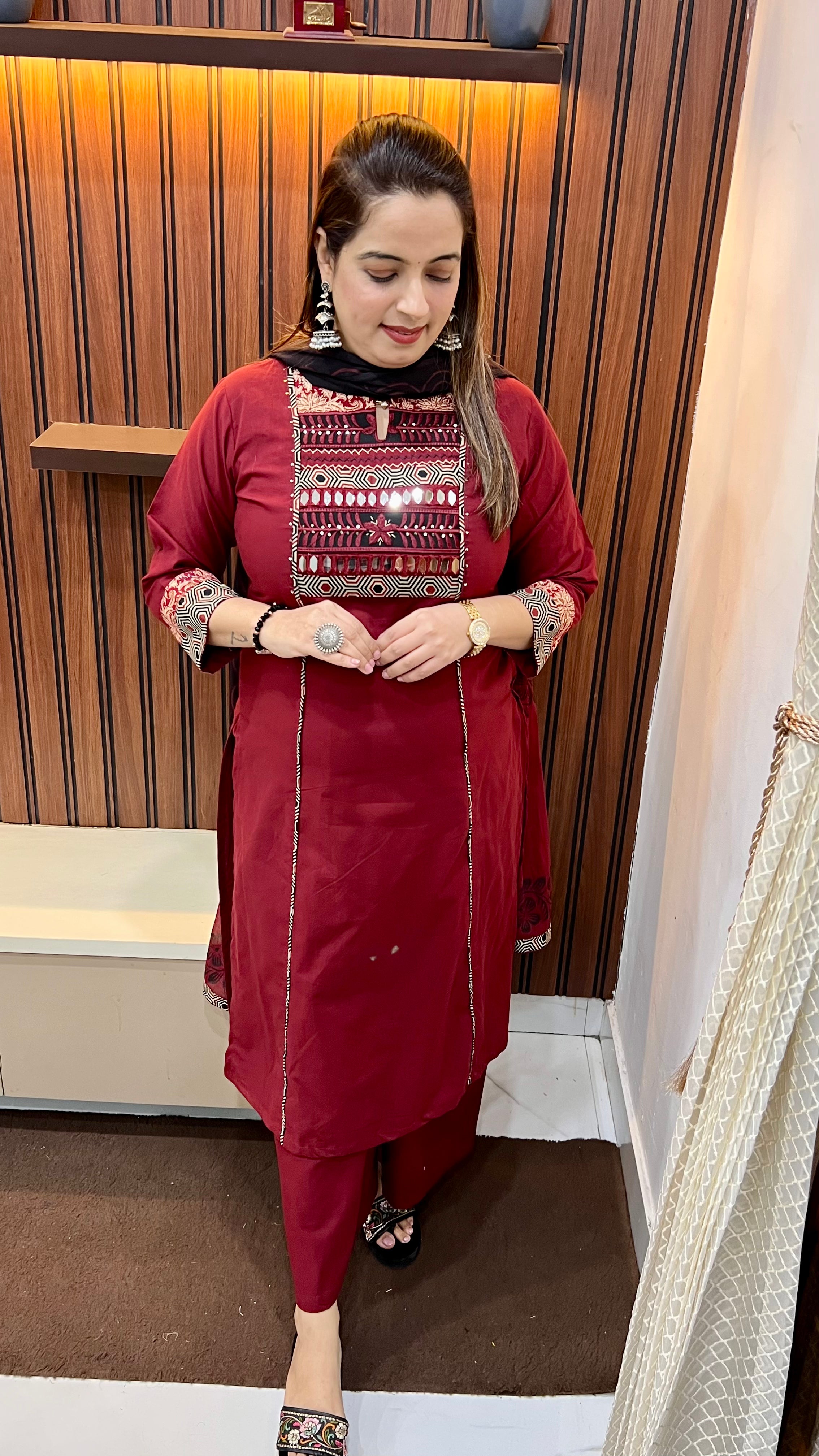 Pure Cotton Suit — Hand Embroidery & Block Print with Palazzo