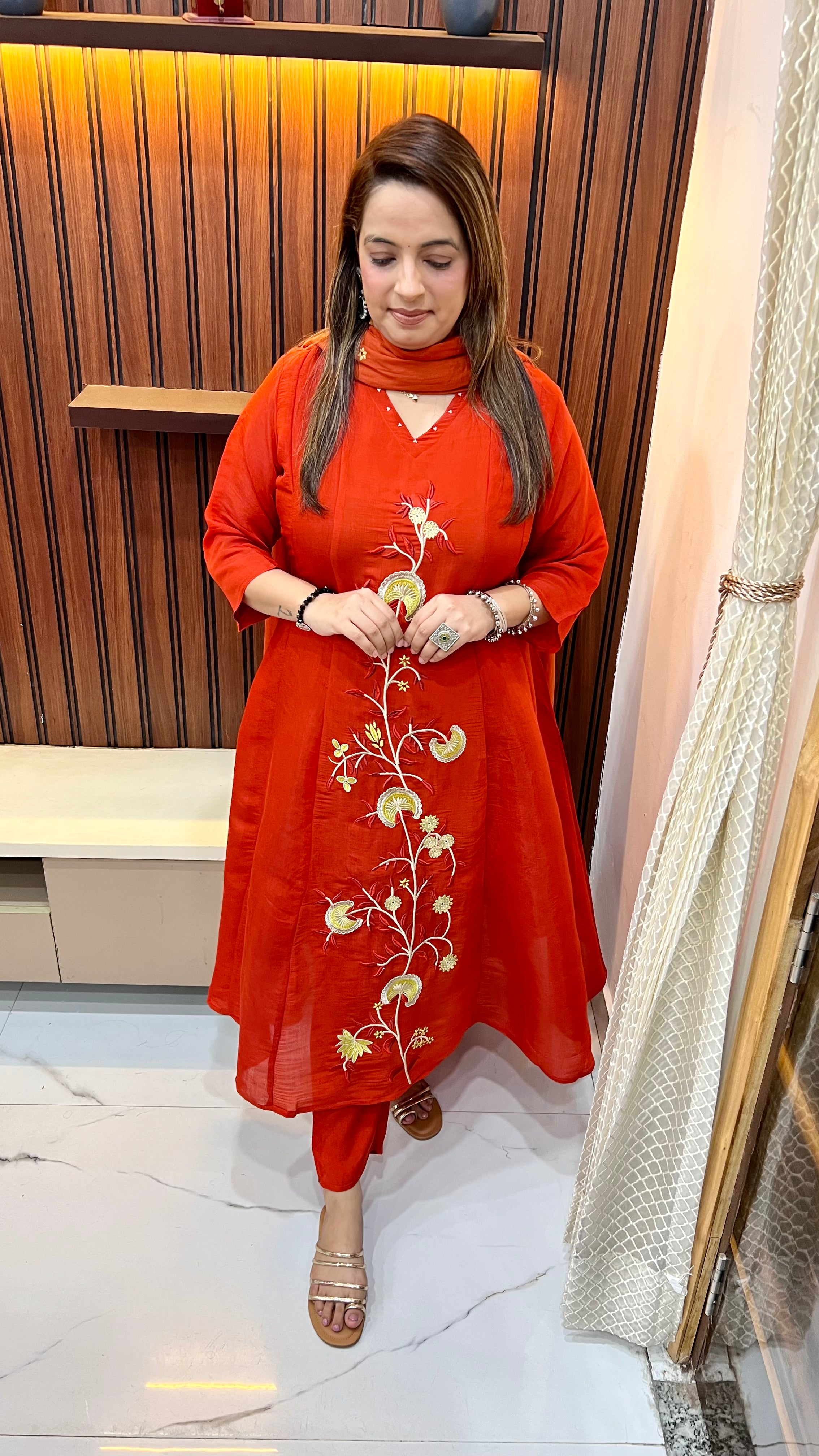 Luxury Mul Chanderi A-Line Suit