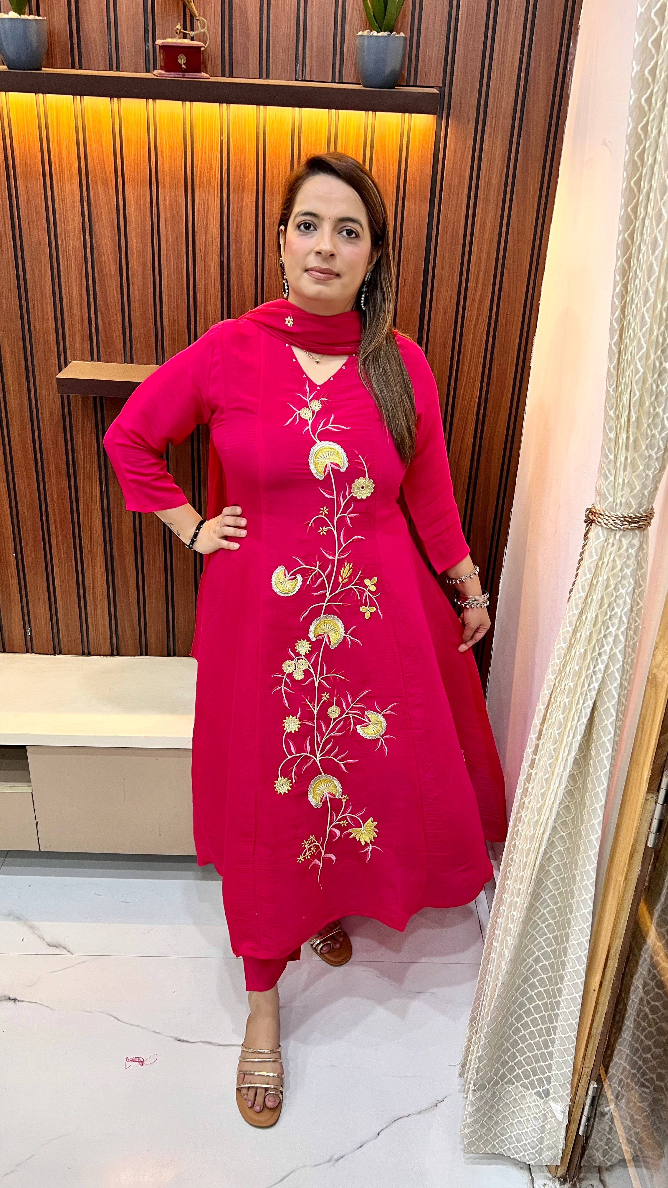 Luxury Mul Chanderi A-Line Suit