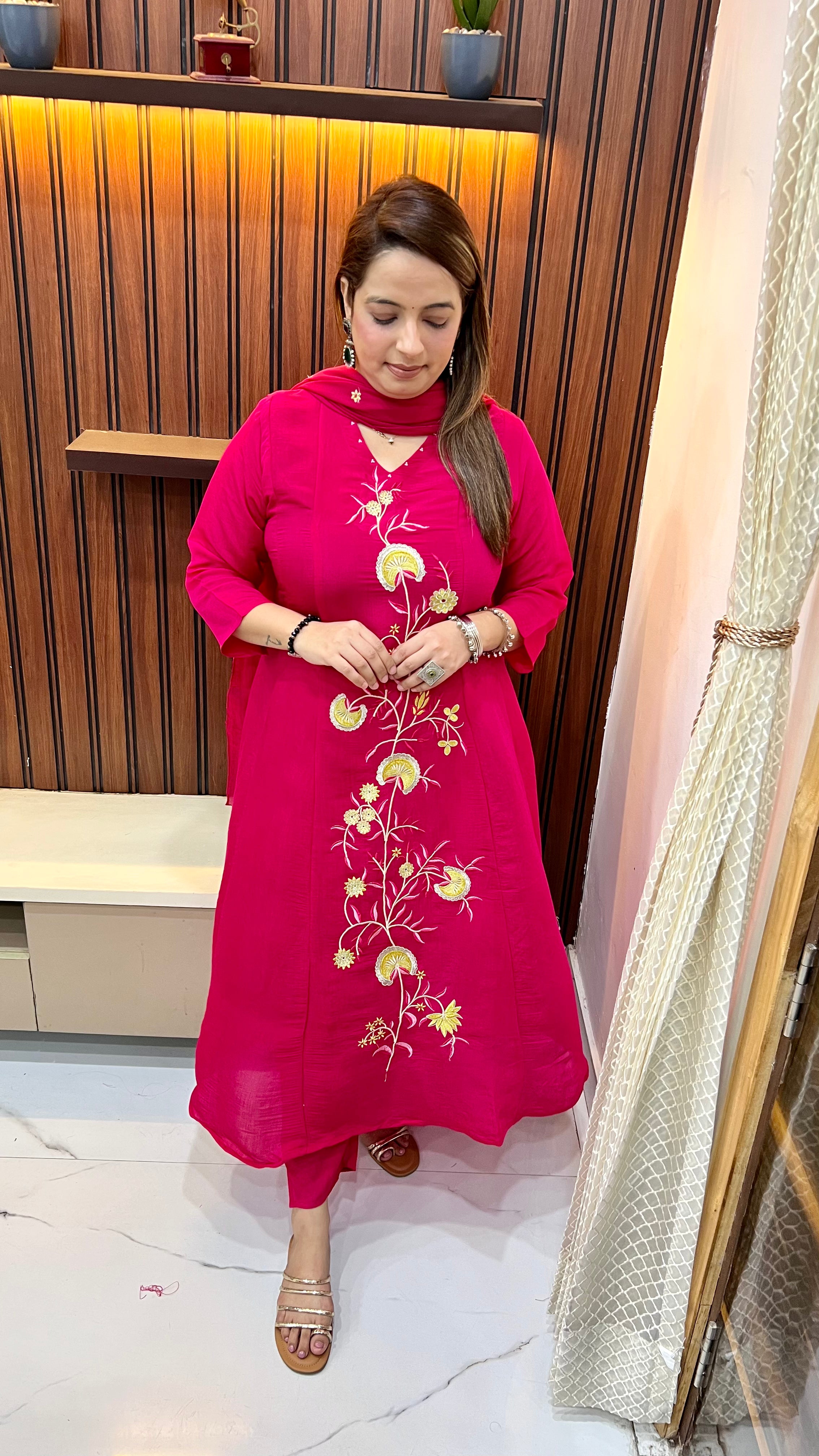 Luxury Mul Chanderi A-Line Suit