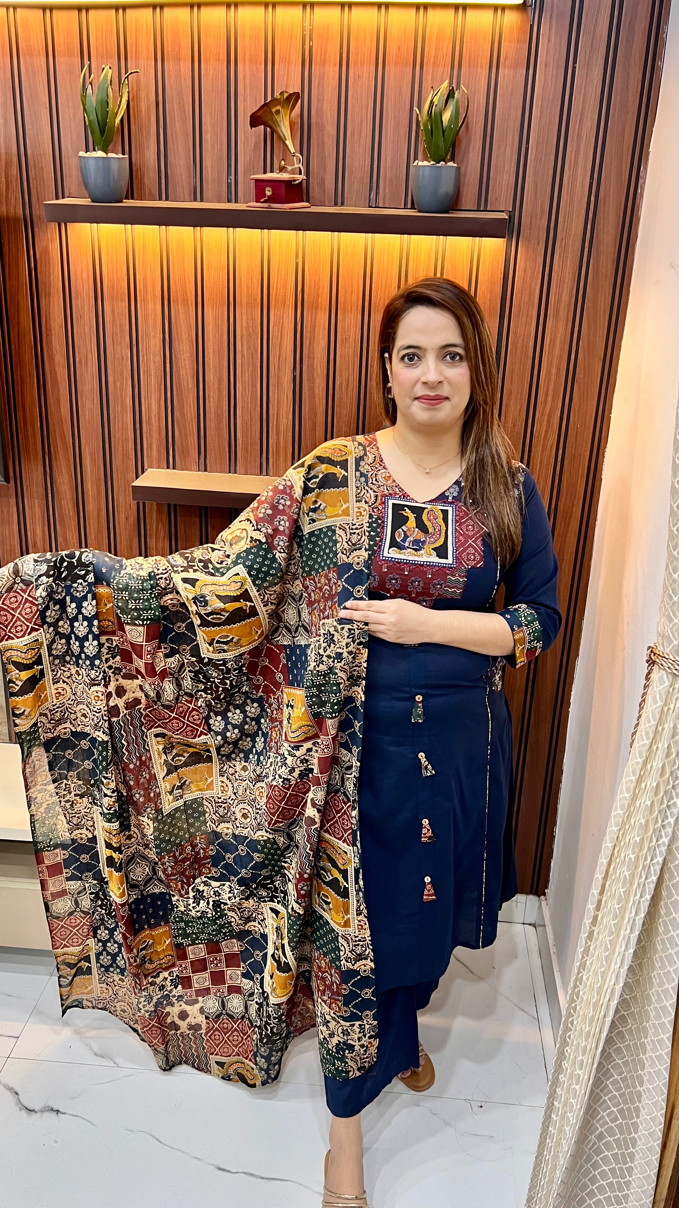 Our Best Seller Pure Cotton Suit with Ajrak Print (Model is wearing size: L)