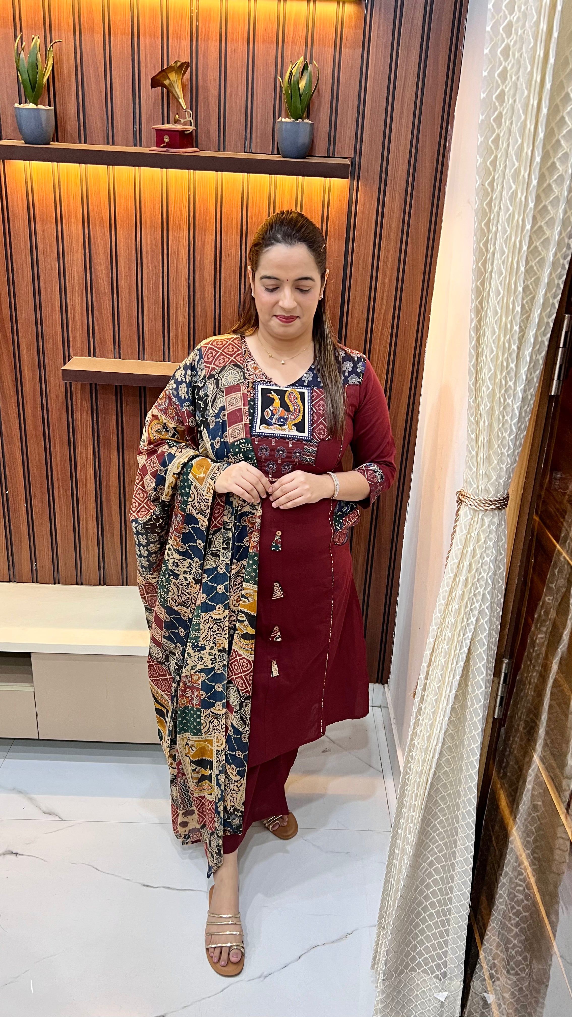 Our Best Seller Pure Cotton Suit with Ajrak Print (Model is wearing size: L)