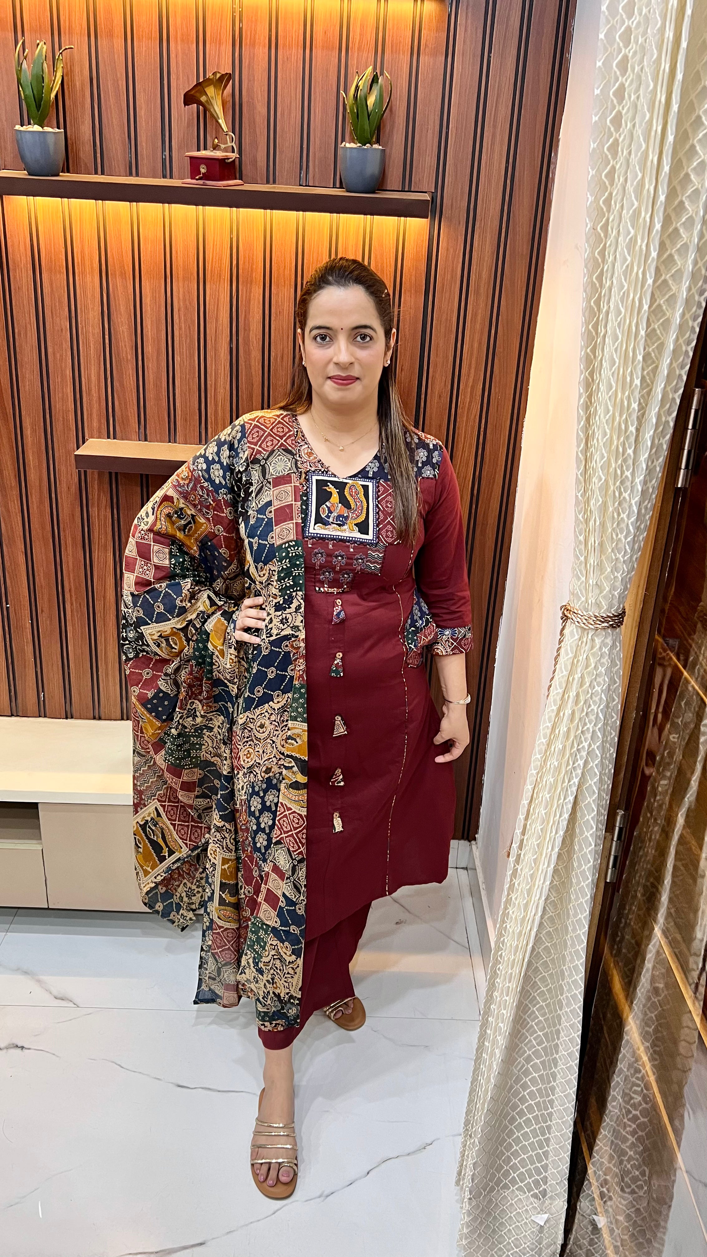 Our Best Seller Pure Cotton Suit with Ajrak Print (Model is wearing size: L)