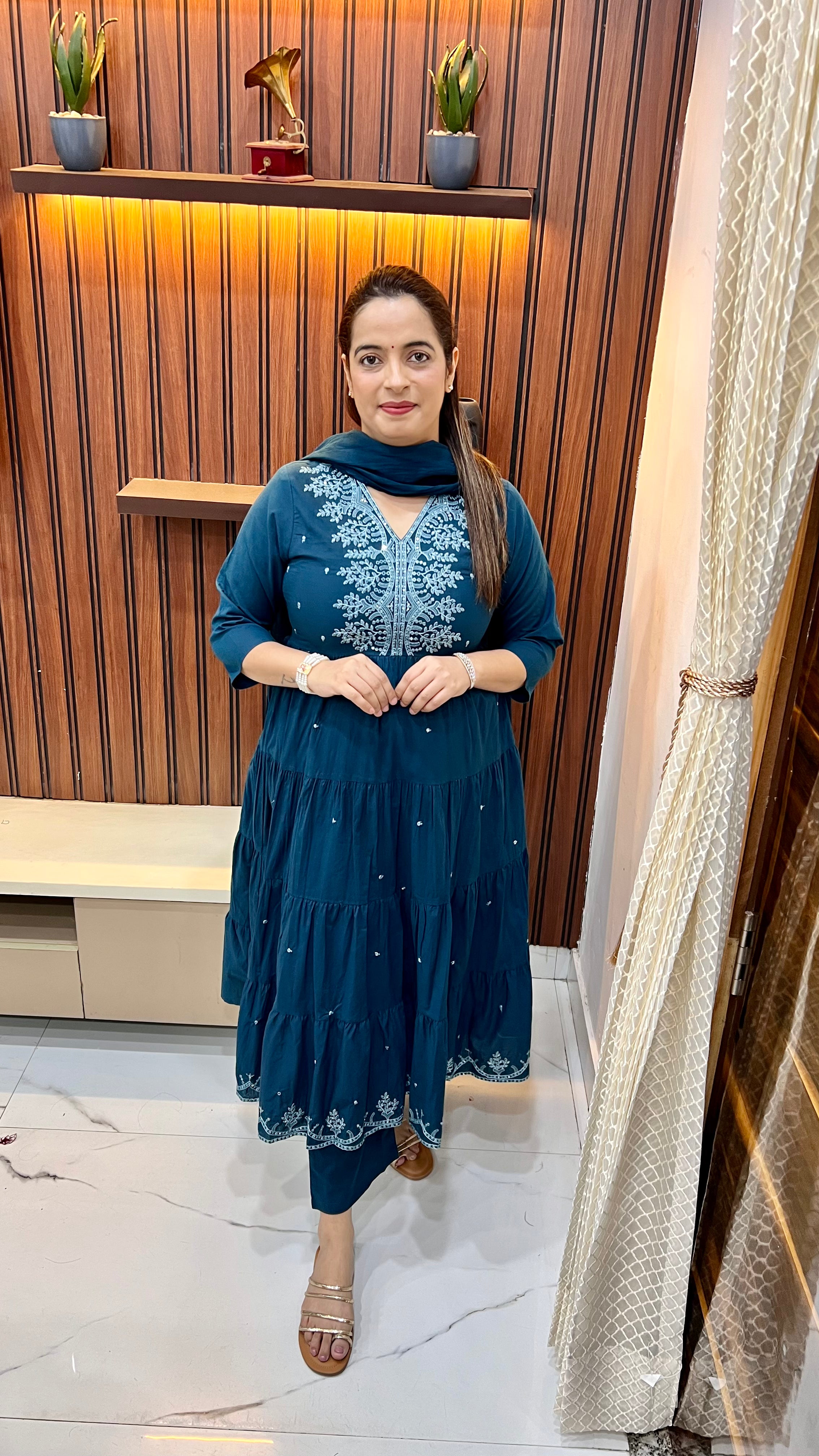 Pure Cotton Anarkali Suit with Embroidery Work