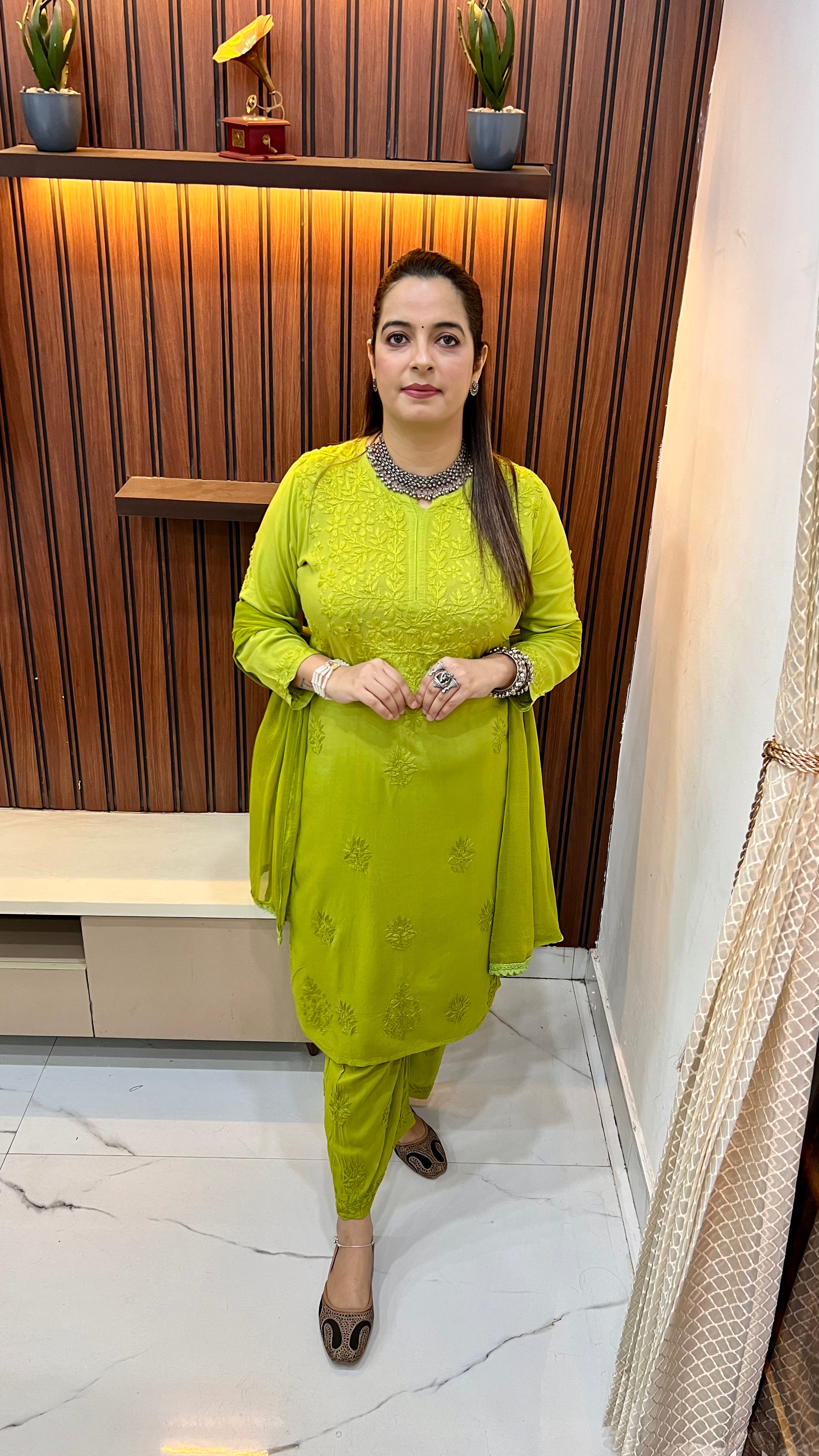 Pure Modal Chikankari 3-Piece Suit with Pure Chiffon Dupatta