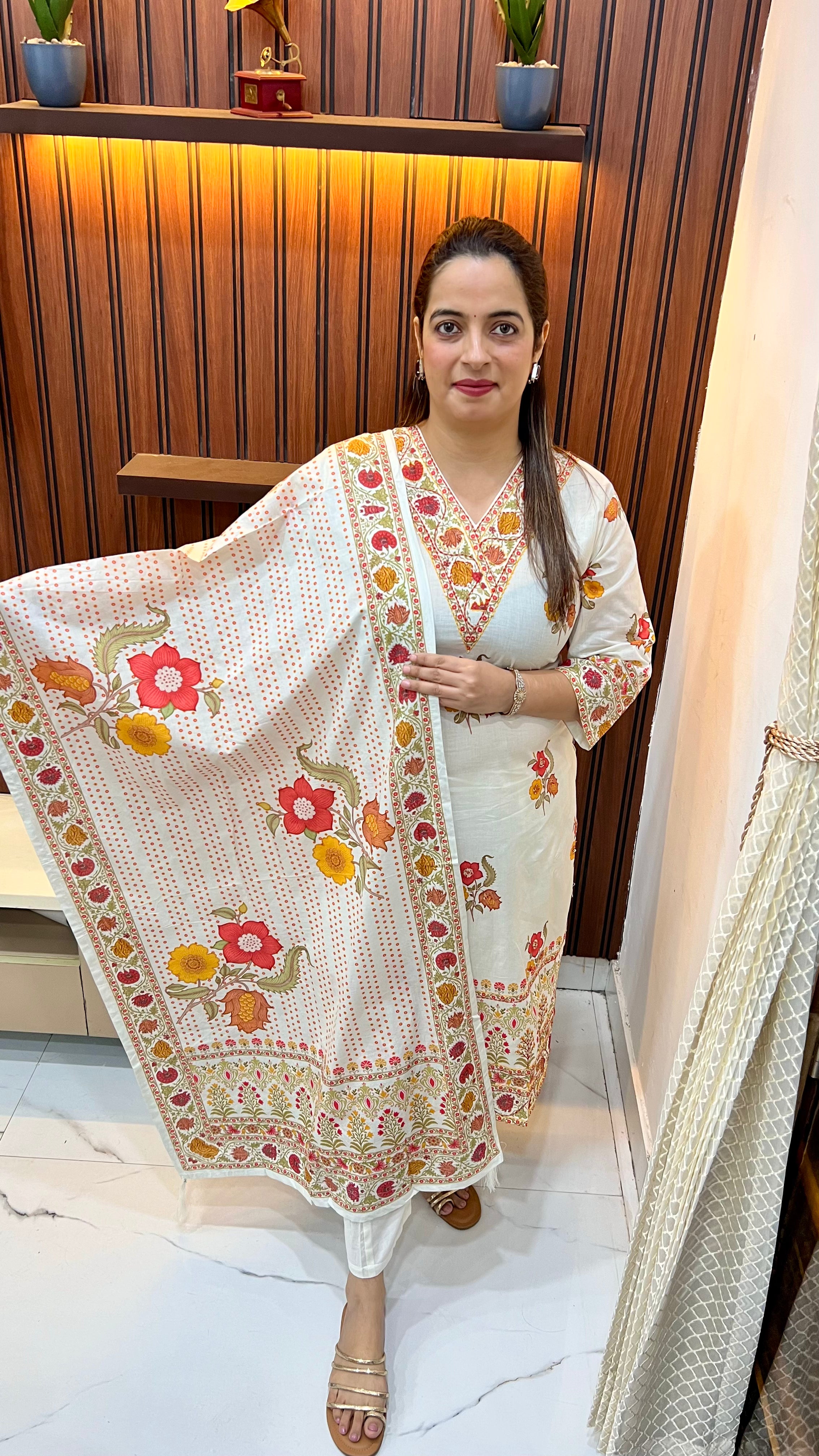 Pure Cotton Suit with Kanta & Print Work