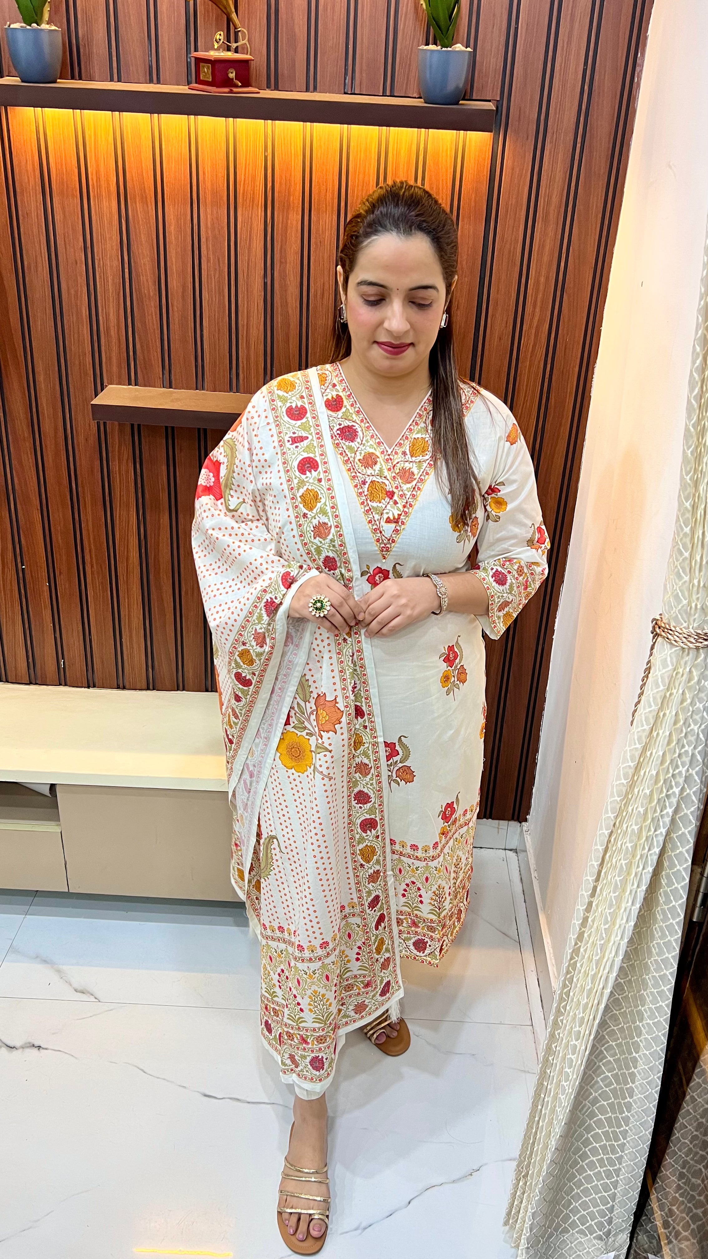 Pure Cotton Suit with Kanta & Print Work