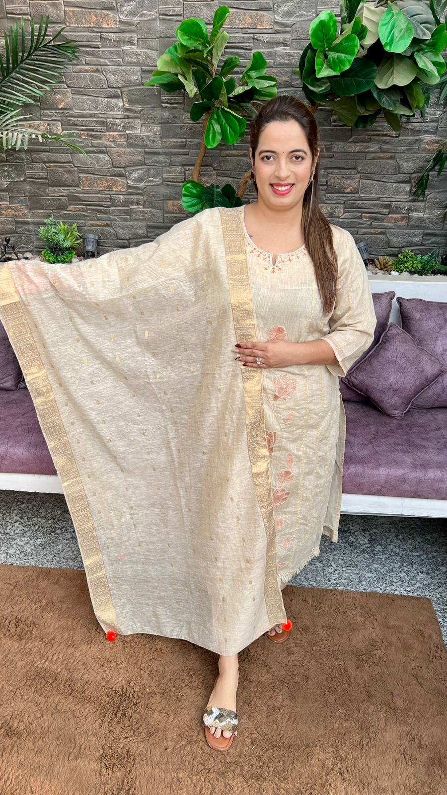 Maheshwari Silk Suit with Cotton Lining & Banarasi Dupatta