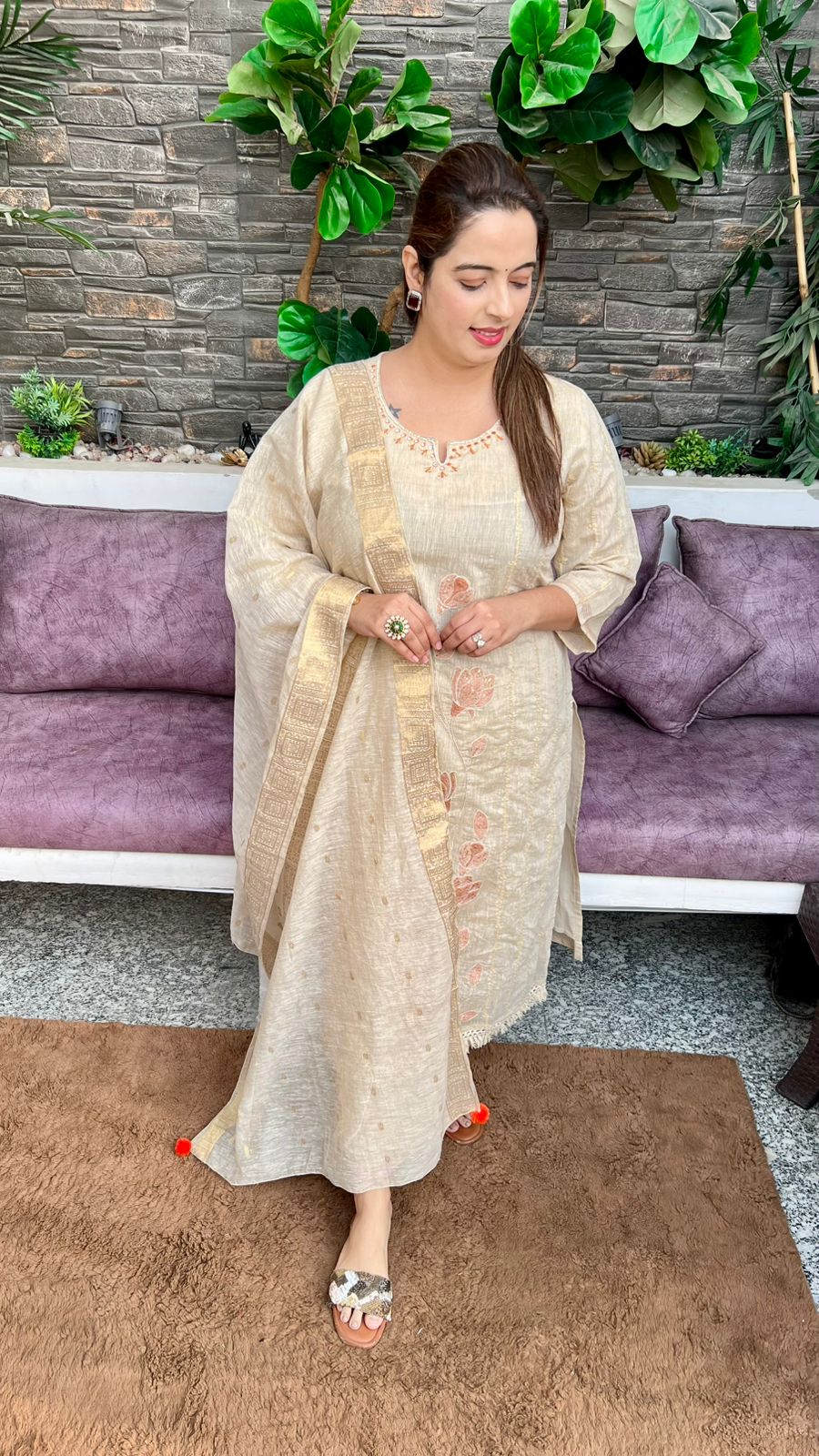 Maheshwari Silk Suit with Cotton Lining & Banarasi Dupatta