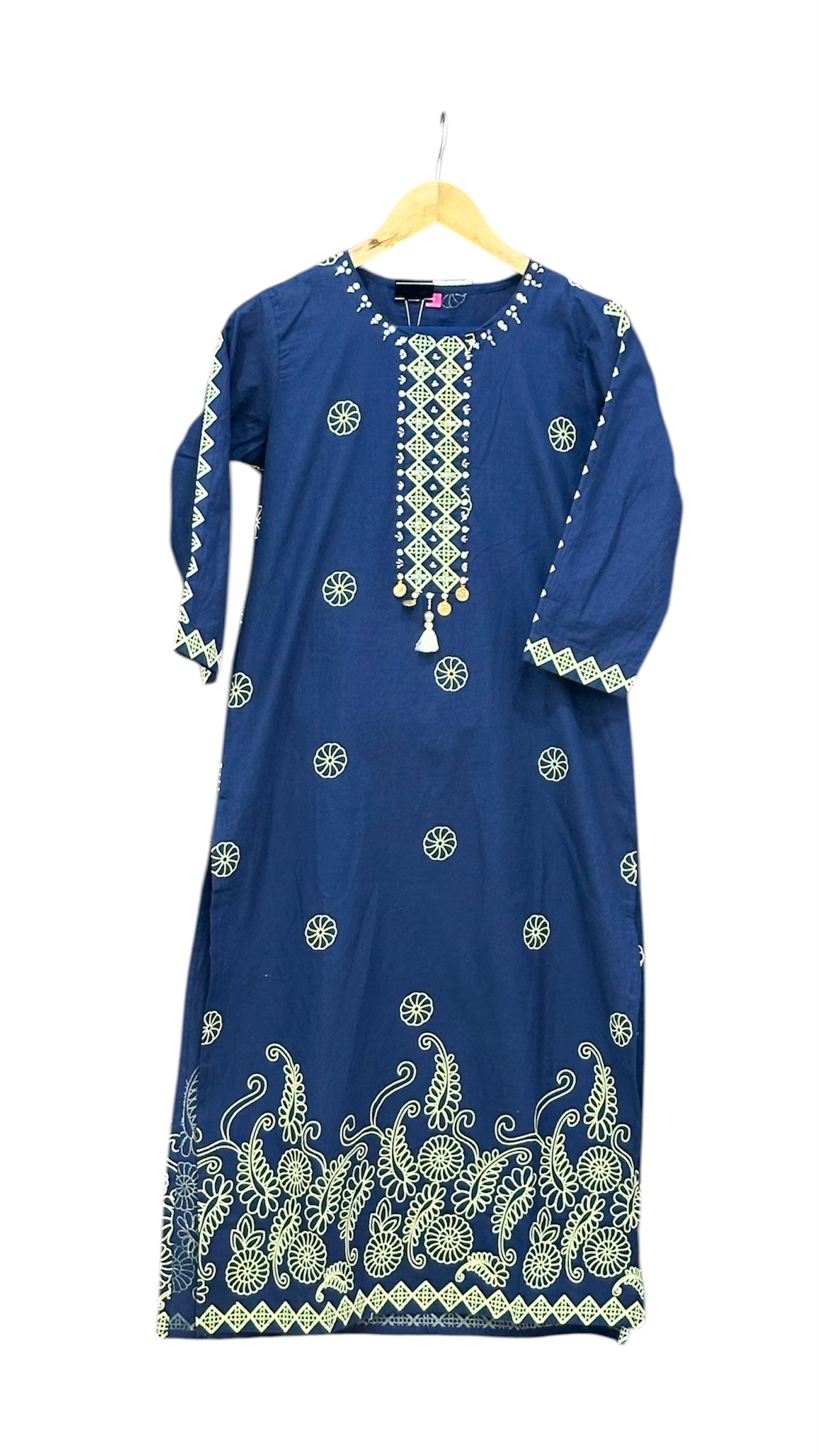 Pure Cotton Suit with Hand Block Prints & Mirror Work