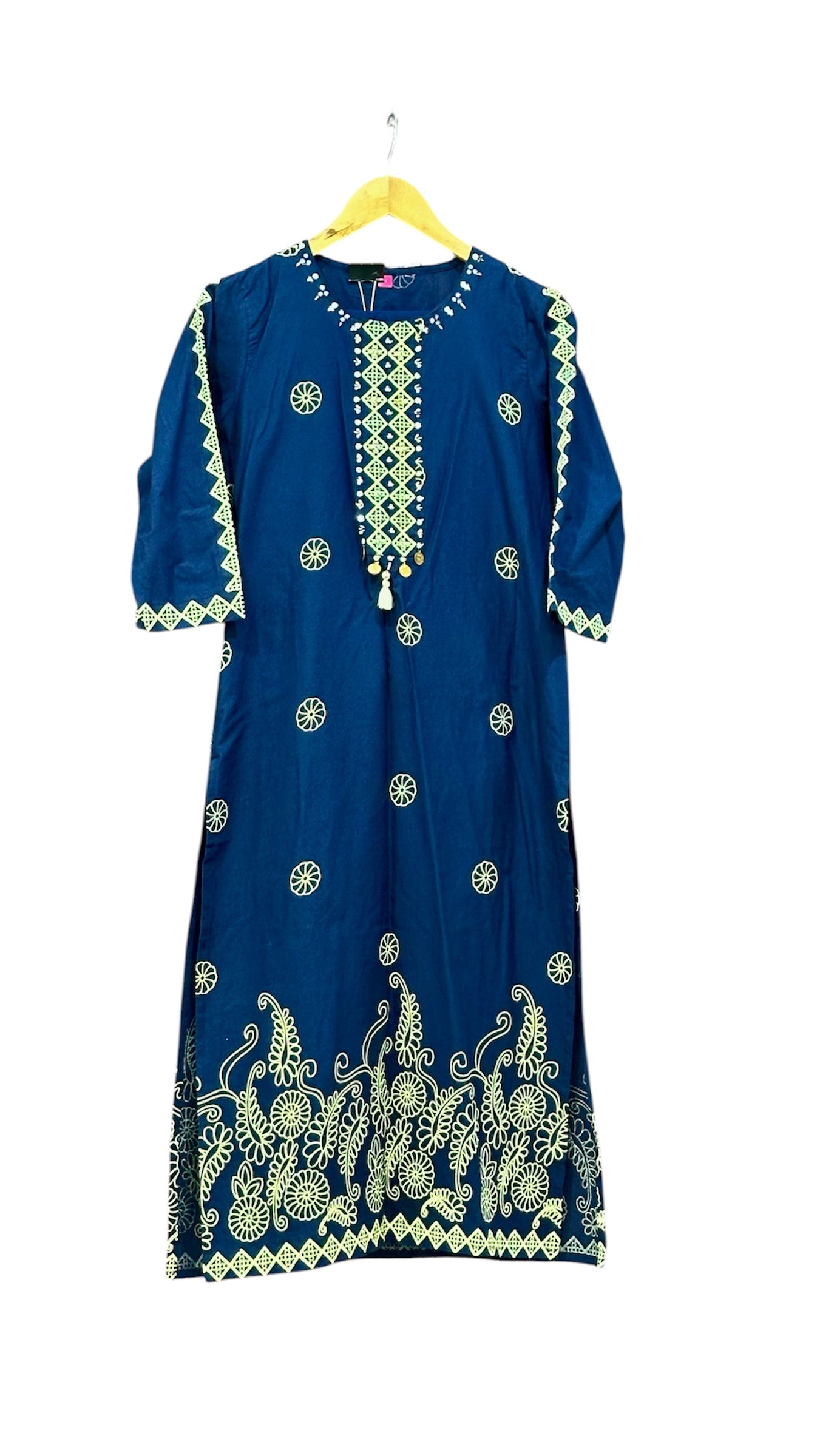 Pure Cotton Suit with Pearl, Mirror & Block Print Artistry