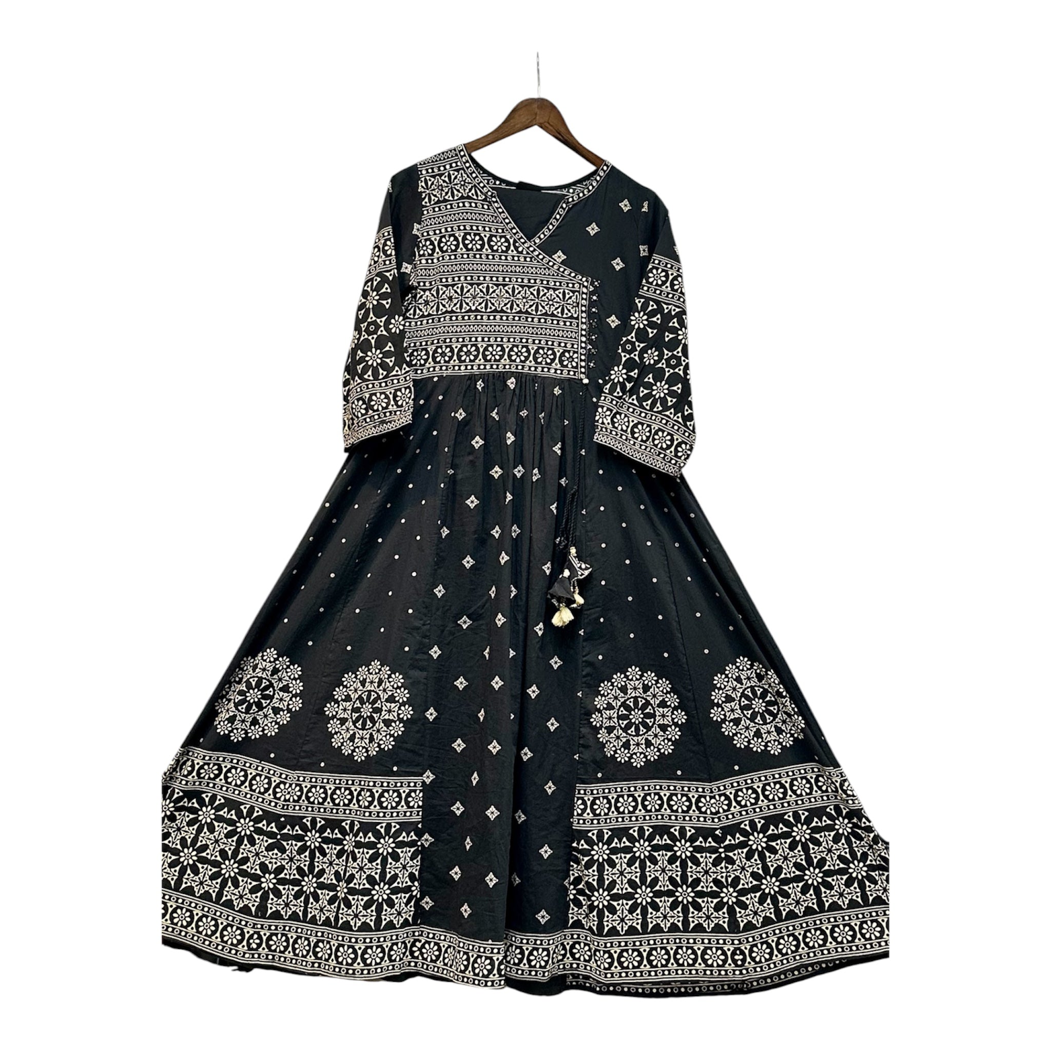 Pure Cotton Kalamkari Print Anarkali Suit with Mirror & Sequence Work