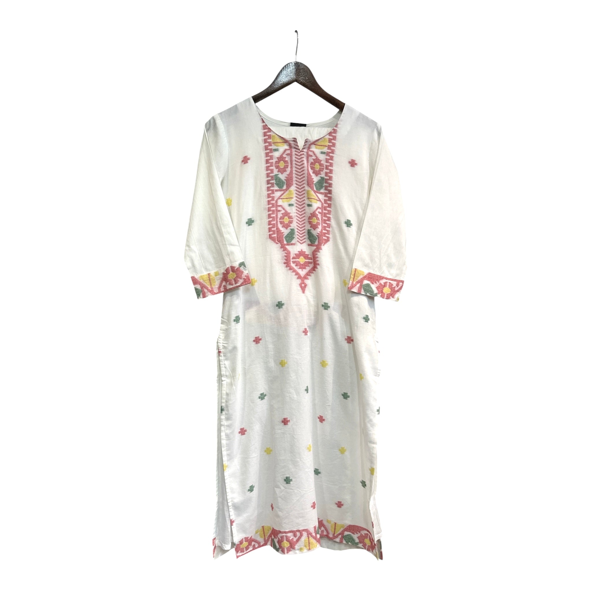Pure Cotton Geometric Placement Print Suit with Maheshwari Dupatta