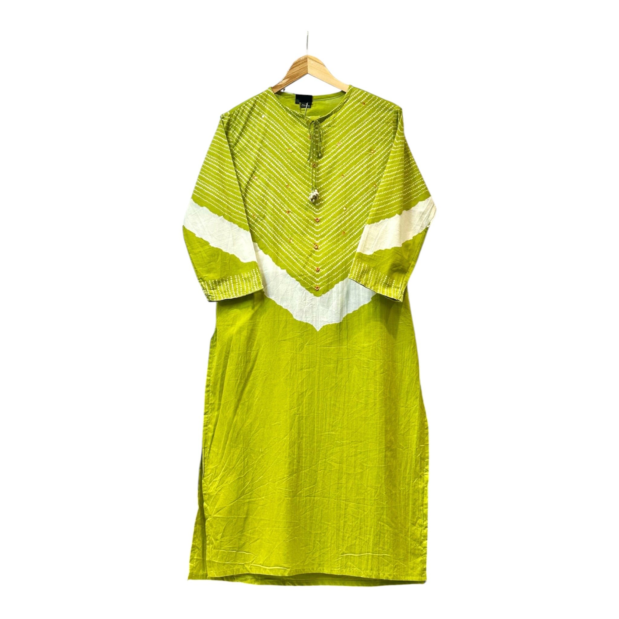 Pure Cotton Bandhani Suit with Dori-Kodi & Mirror Detailing