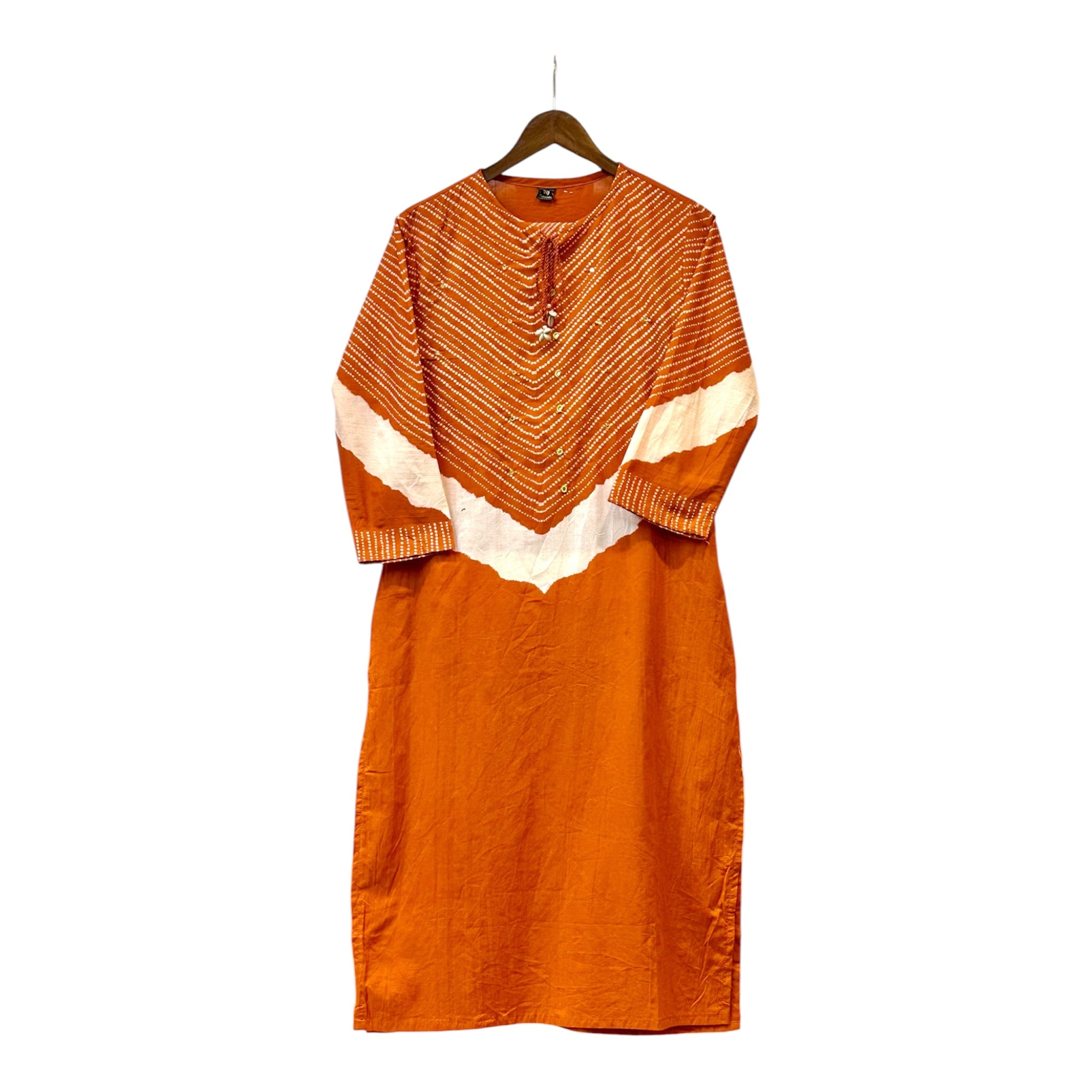 Pure Cotton Bandhani Suit with Dori-Kodi & Mirror Detailing